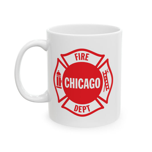 Chicago Fire Department Coffee Mug - Double Sided Print White Ceramic 11oz by TheGlassyLass.com