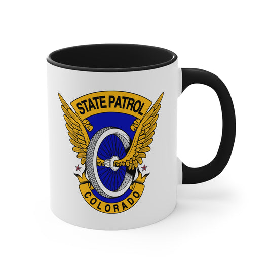 Colorado State Patrol Coffee Mug - Double Sided Black Accent White Ceramic 11oz by TheGlassyLass.com