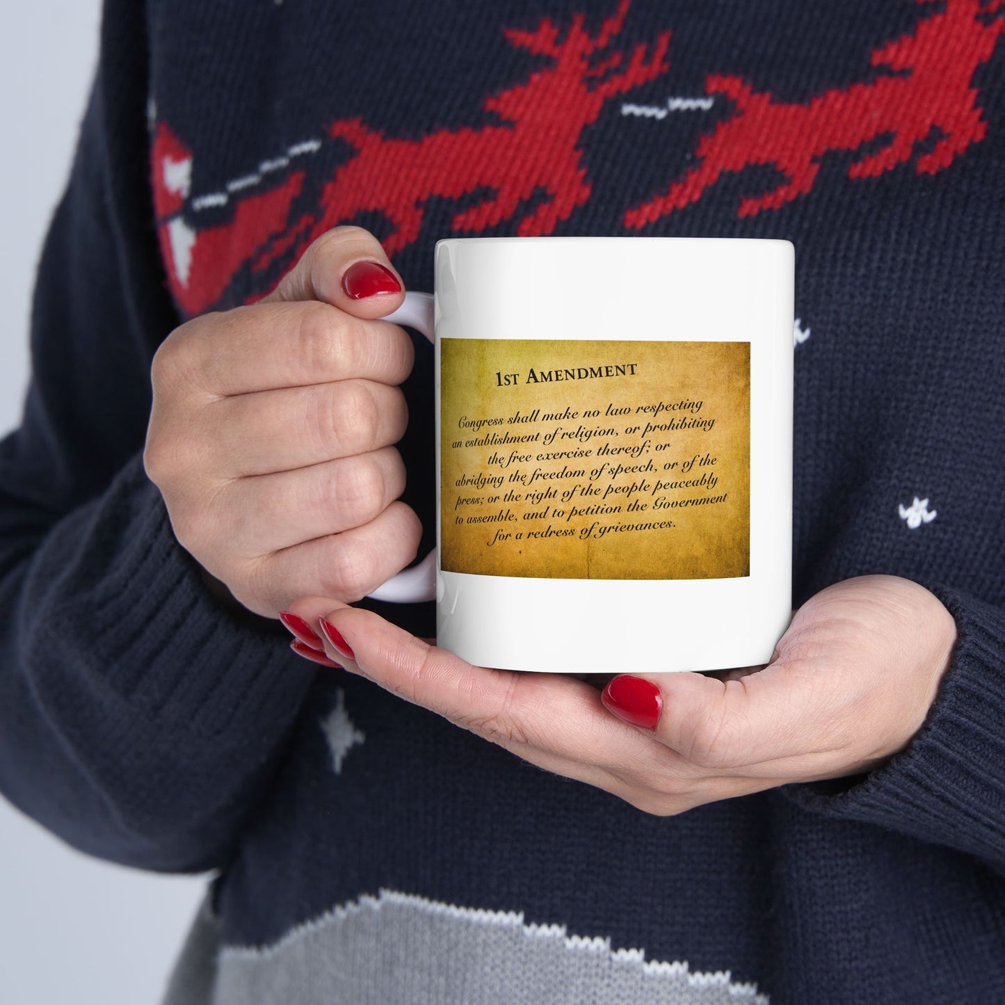 1st Amendment Coffee Mug - Double Sided White Ceramic 11oz by TheGlassyLass.com