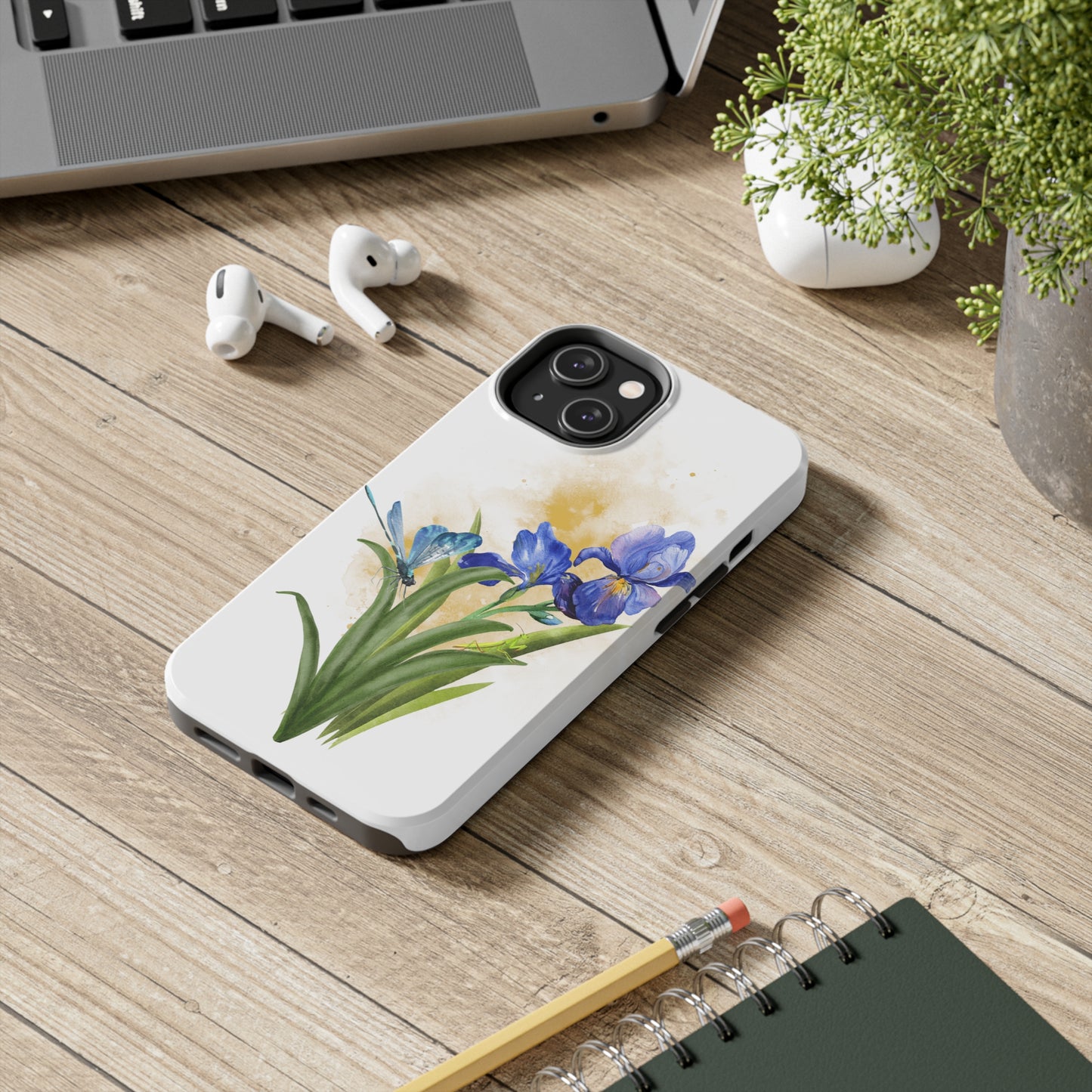 Iris Flower Dragonfly Custom Printed iPhone case by TheGlassyLass.com