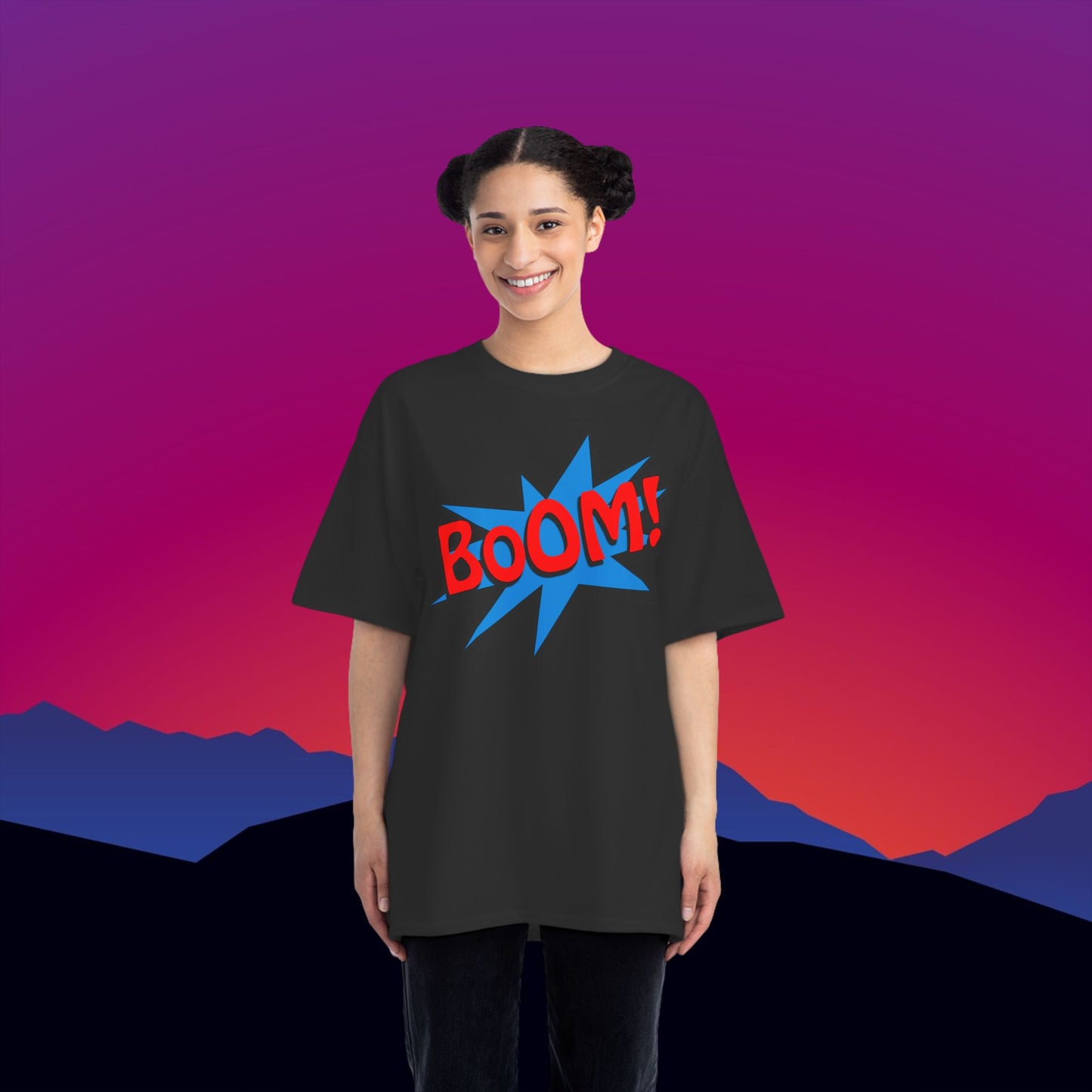 Superhero BOOM T-Shirt: (Hanes Beefy-T 100% Preshrunk Cotton) Custom Printed by TheGlassyLass.com