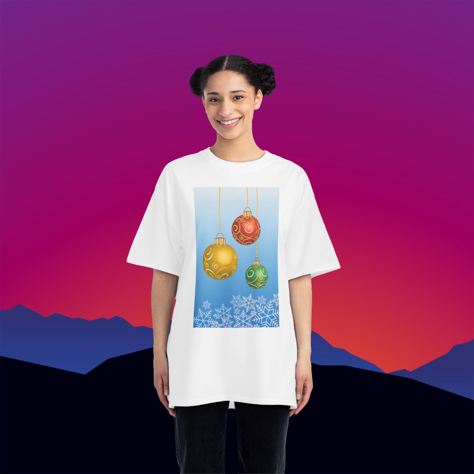 Hanging Christmas Ornaments T-Shirt: (Hanes Beefy-T 100% Preshrunk Cotton Custom Printed by TheGlassyLass.com