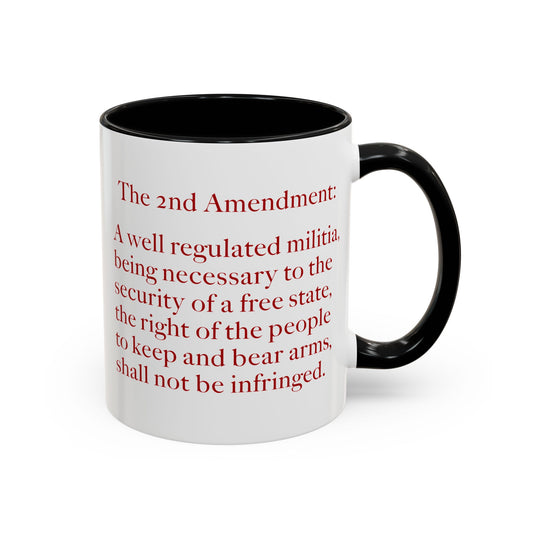 2nd Amendment Coffee Mug - Double Sided Black Accent White Ceramic 11oz by TheGlassyLass.com