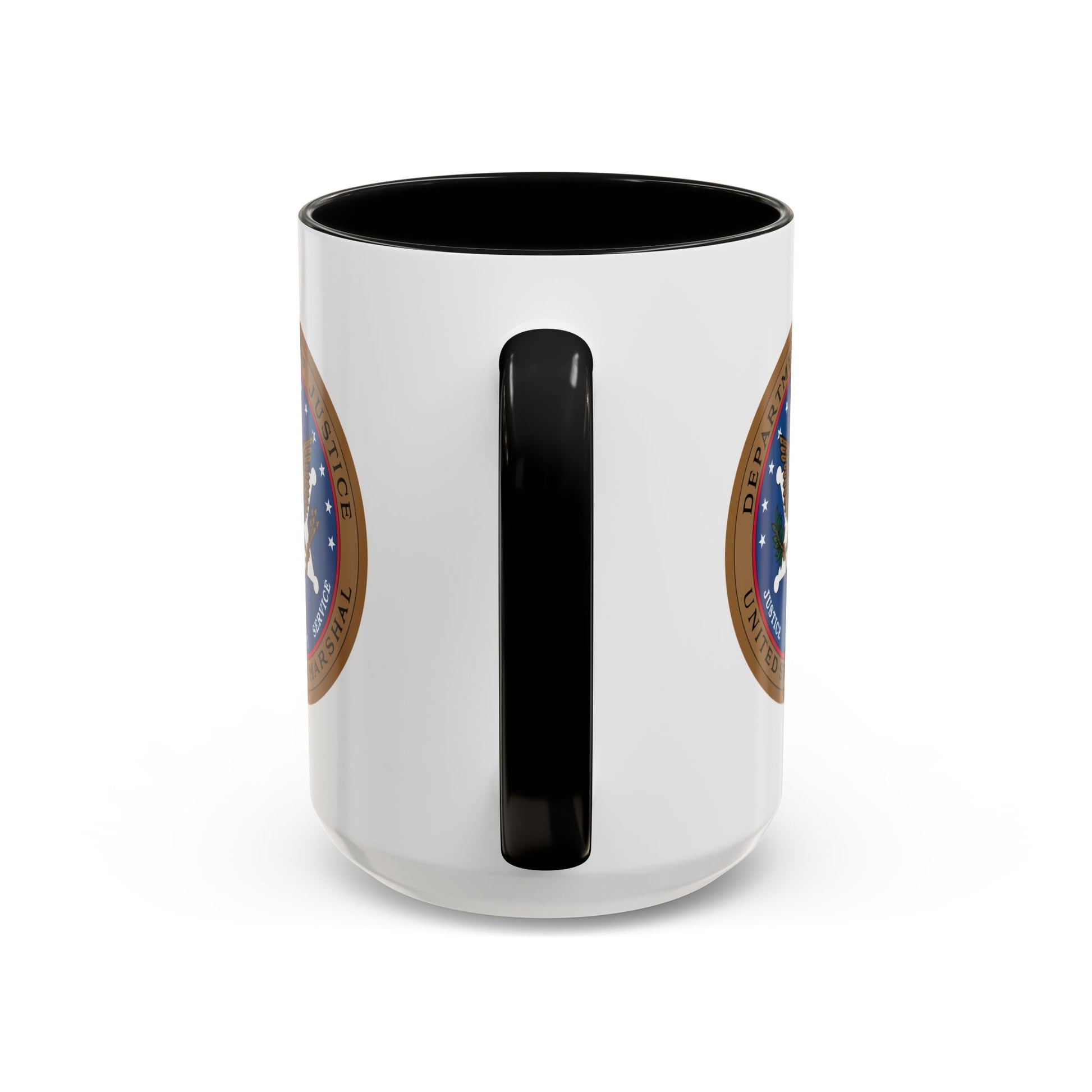 US Marshal Seal Coffee Mug - Double Sided Print, Black Accent White Ceramic, 15oz by TheGlassyLass.com