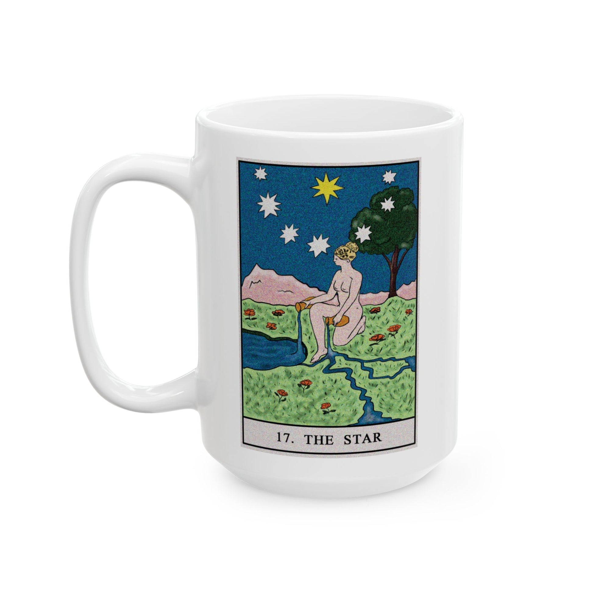 The Star Tarot Card Coffee Mug - Double Sided White Ceramic 15oz by TheGlassyLass.com