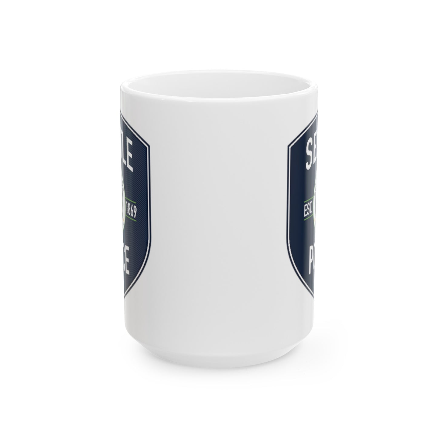 Seattle Police Coffee Mug - Double Sided White Ceramic 15oz by TheGlassyLass.com
