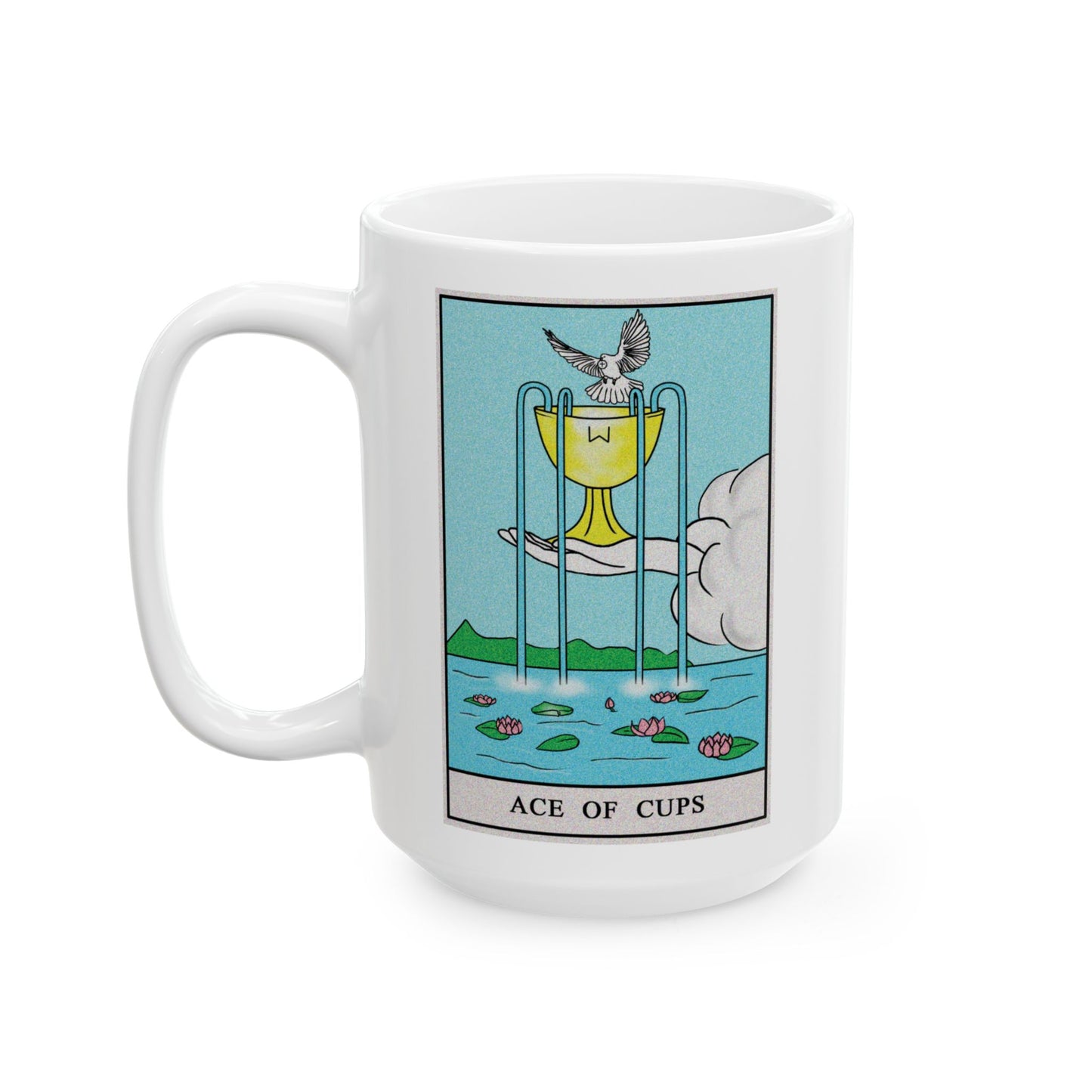 Ace of Cups Tarot Card Coffee Mug - Double Sided White Ceramic 15oz by TheGlassyLass