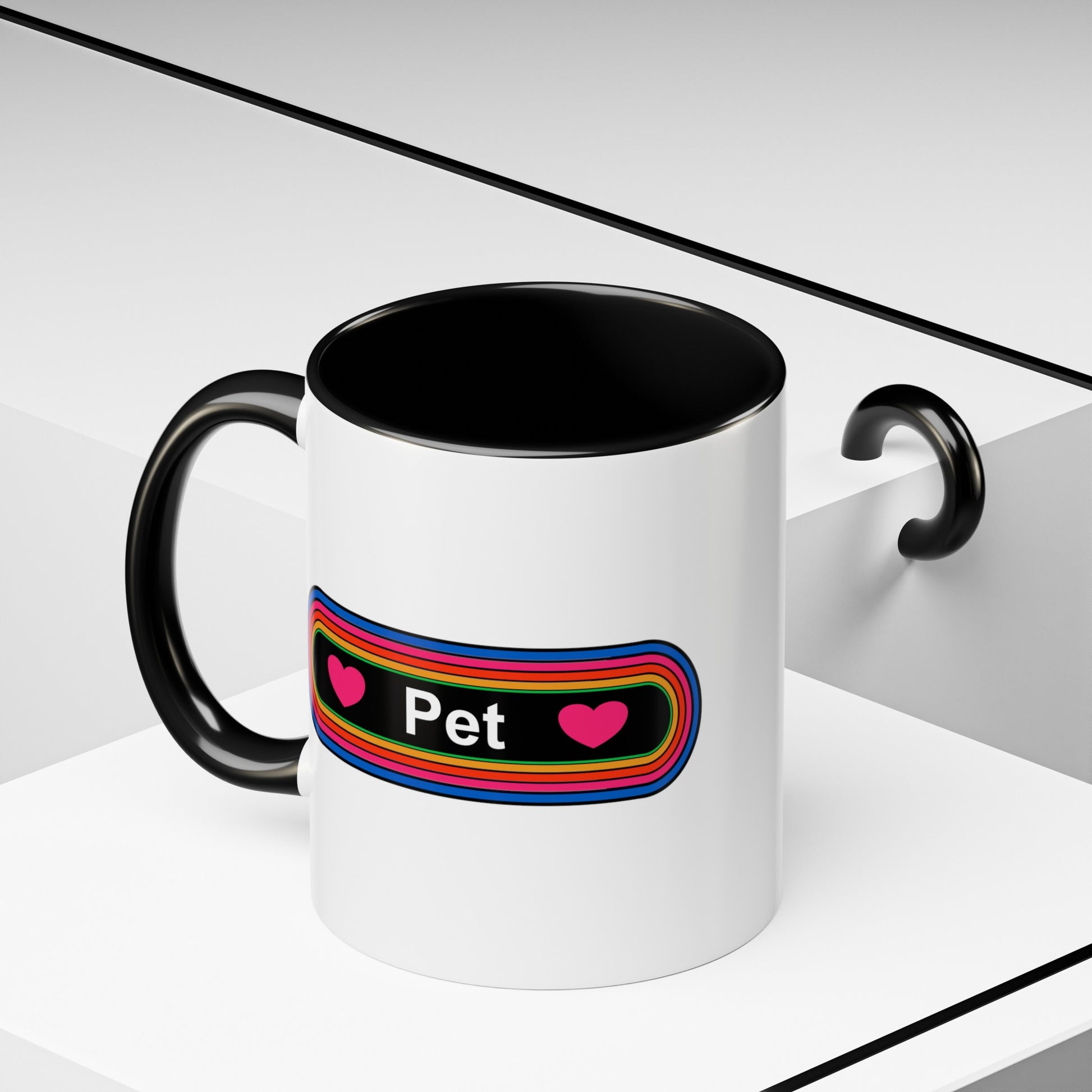 Rainbow Pet Coffee Mug - Double Sided Black Accent Ceramic 11oz - by TheGlassyLass.com