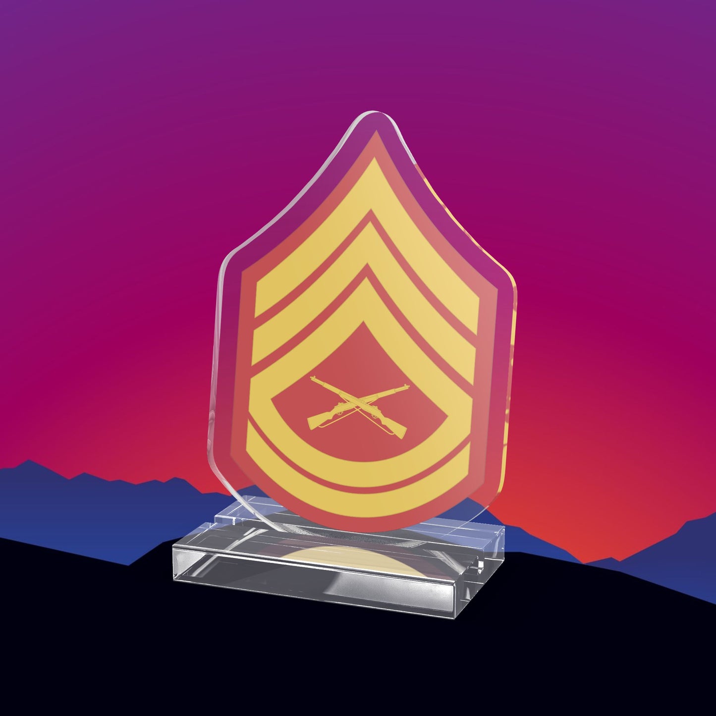 USMC Gunnery Sergeant (E-7) Stripes Acrylic Standee by TheGlassyLass.com