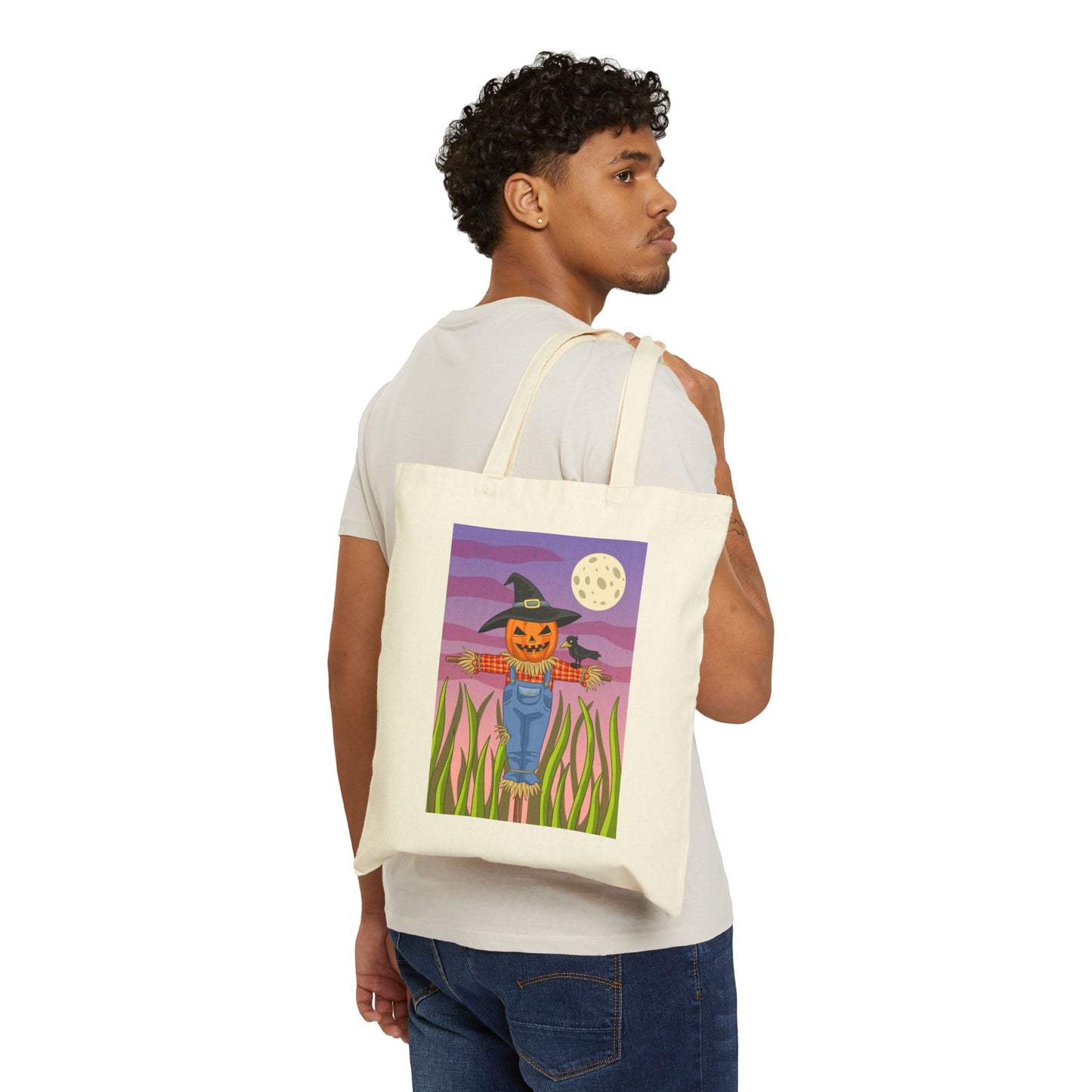 Halloween Scarecrow Trick or Treat Tote Bag - Heavyweight 100% Cotton Canvas by TheGlassyLass.com