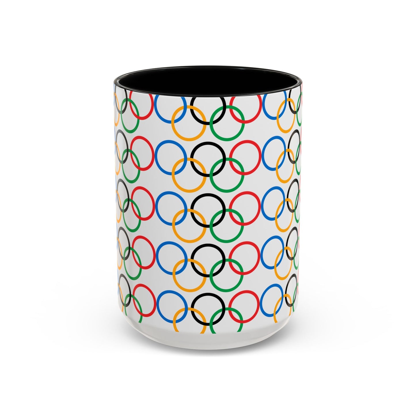 Olympic Fever Coffee Mug - Double Sided Black Accent White Ceramic 15oz by TheGlassyLass.com