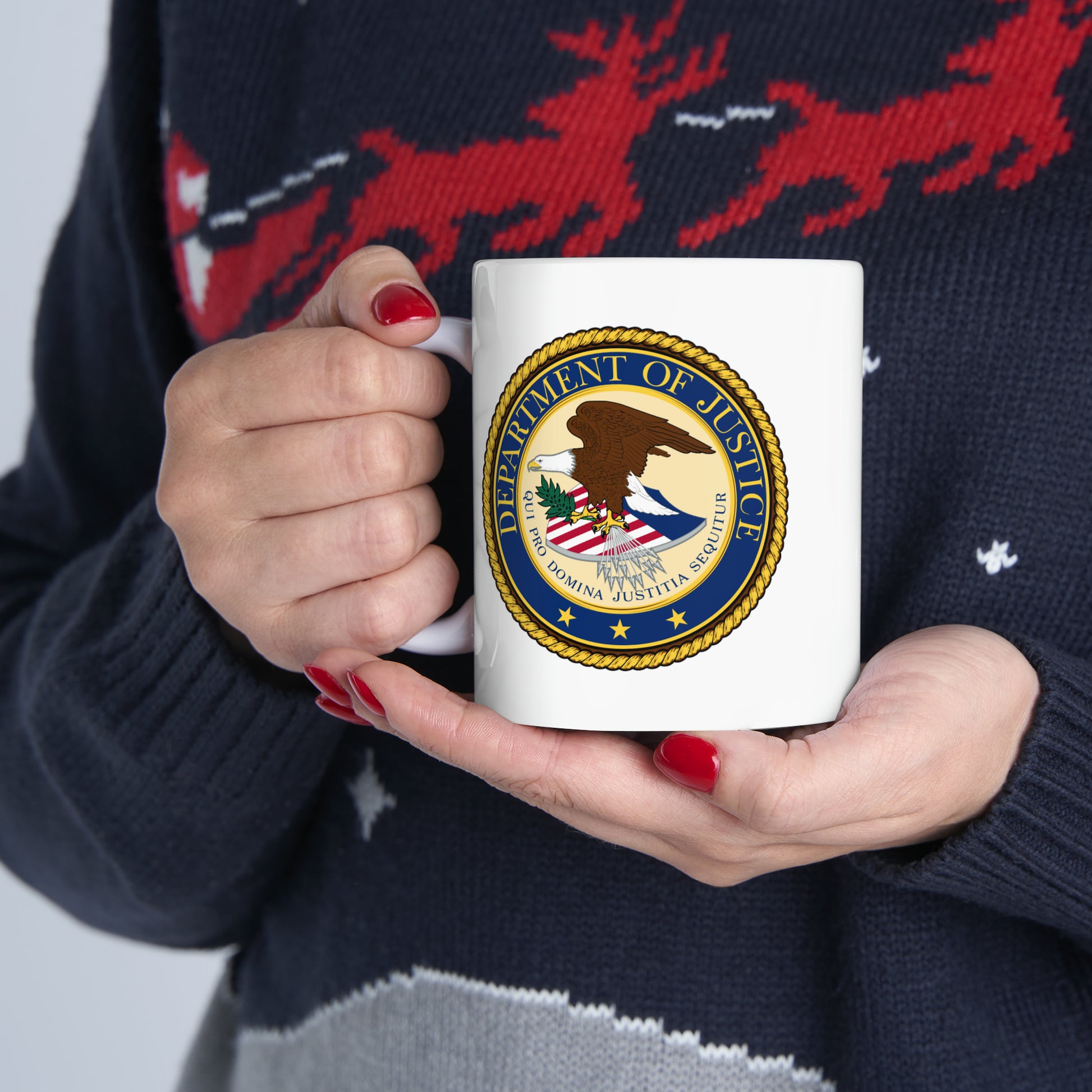 Department of Justice Coffee Mug - Double Sided White Ceramic 11oz by TheGlassyLass.com
