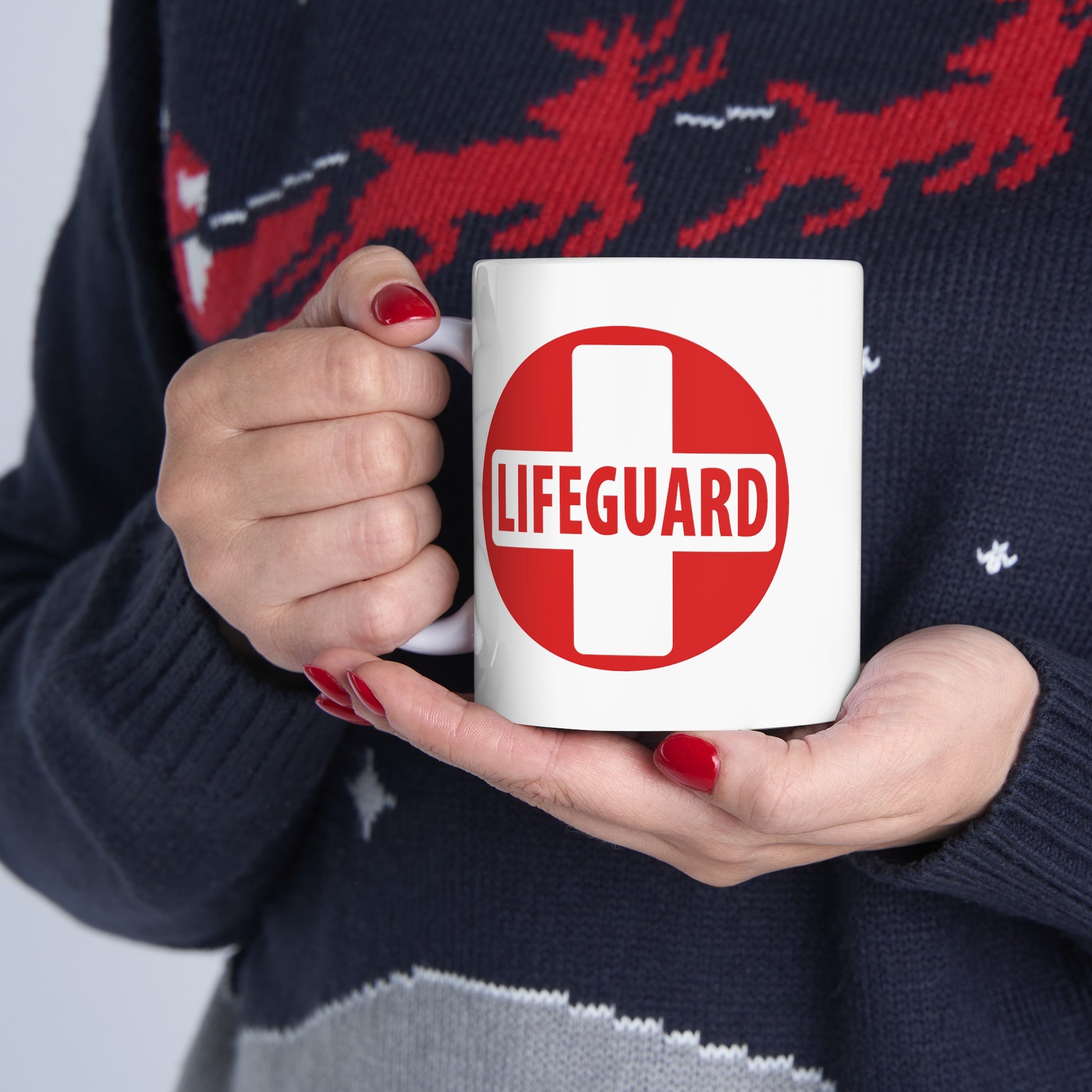 Lifeguard Coffee Mug - Double Sided White Ceramic 11oz by TheGlassyLass.com