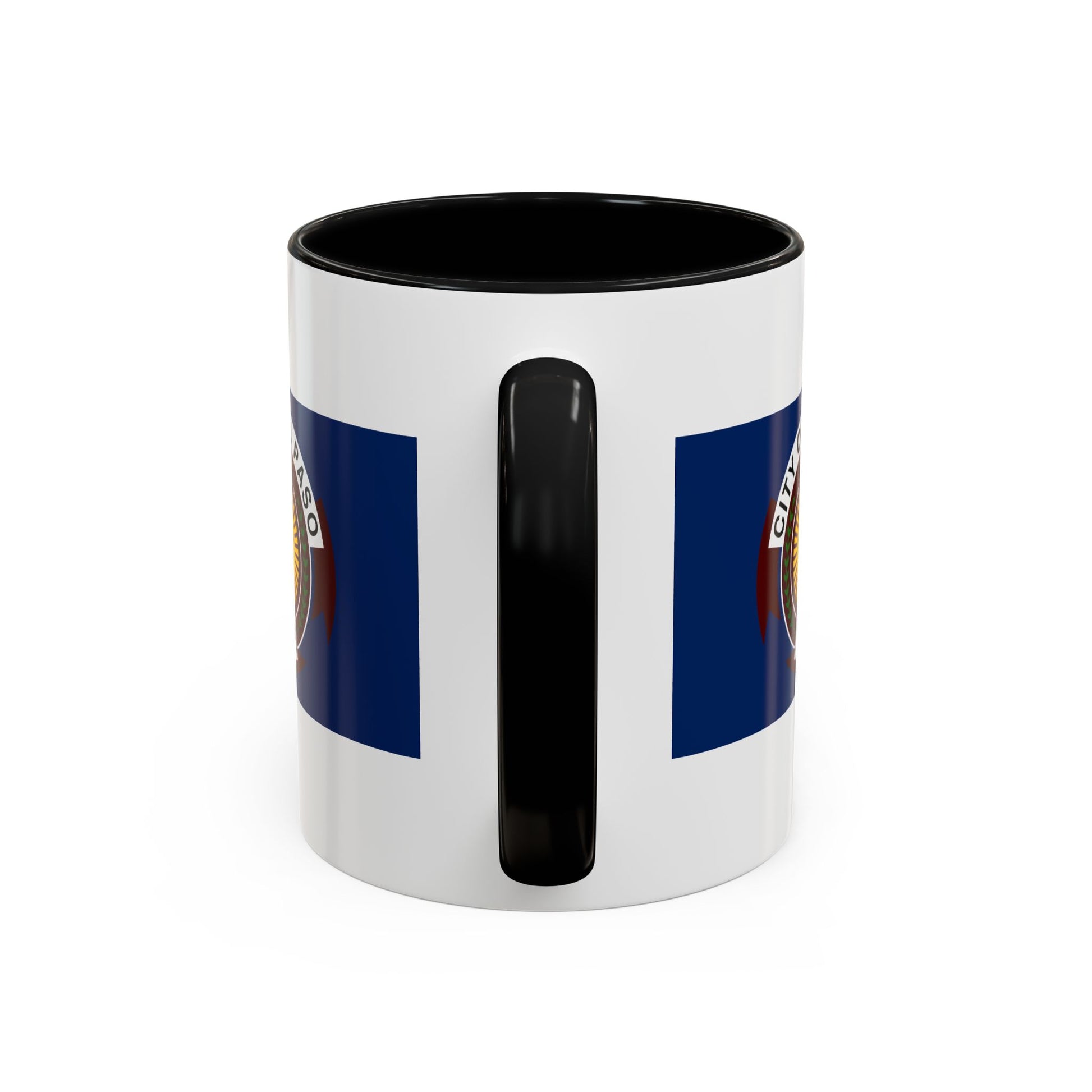 City of El Paso Seal Coffee Mug - Double Sided Print, Black Accent White Ceramic, 11oz by TheGlassyLass.com