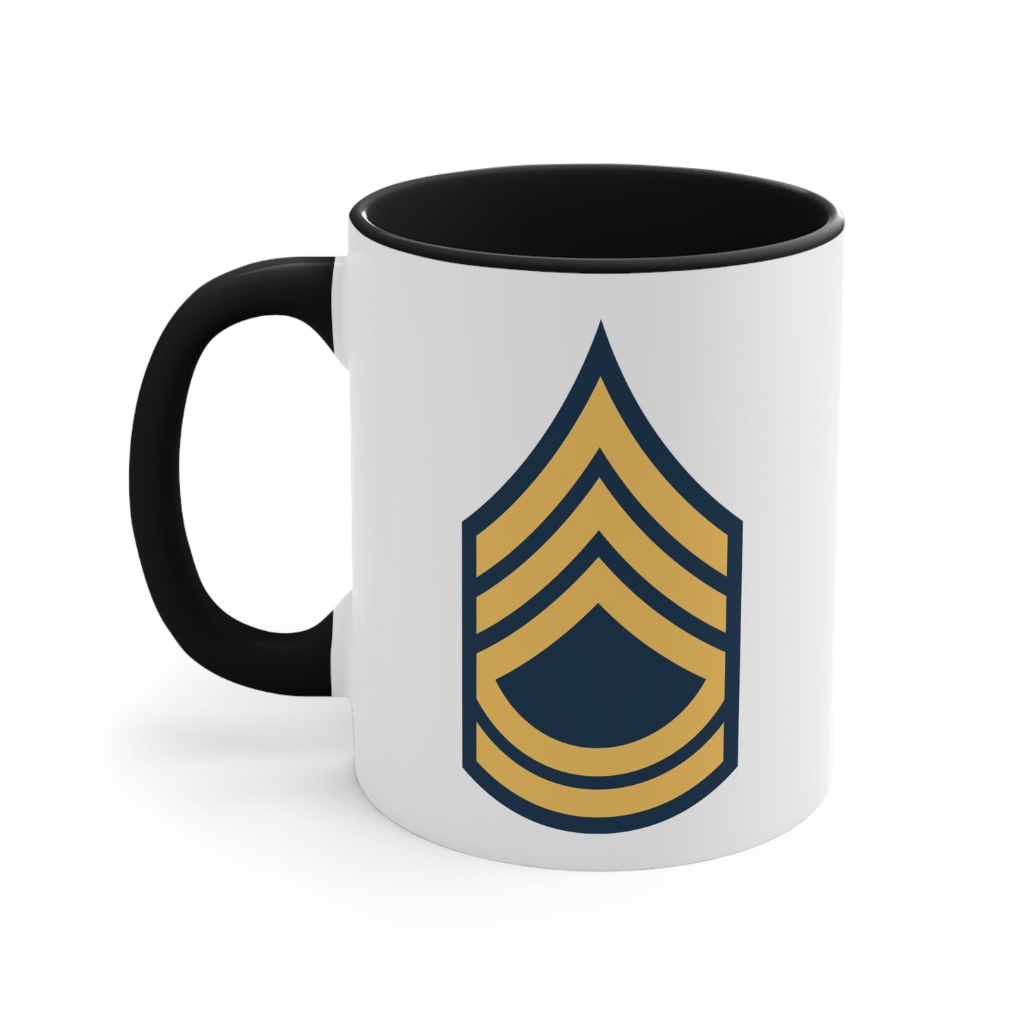 US Army Sergeant First Class Coffee Mug - Black Accent Double Sided Two Tone 11oz Ceramic by TheGlassyLass