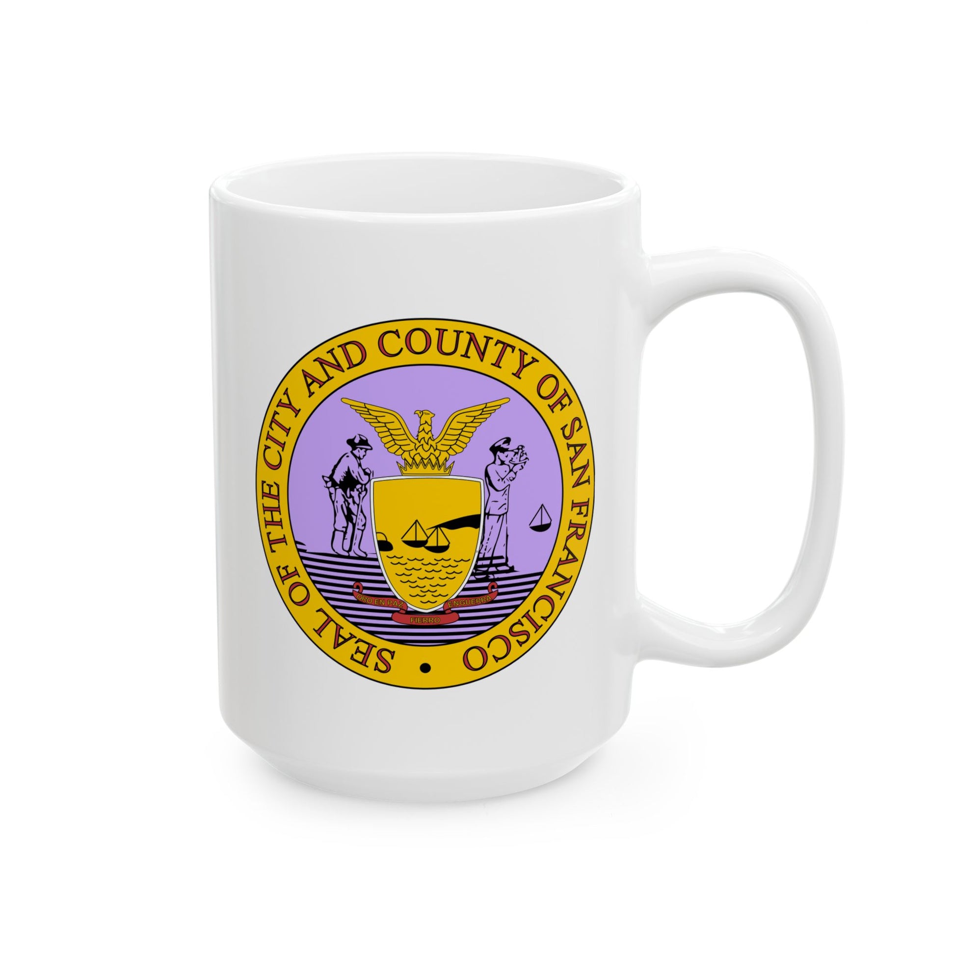 San Francisco City / County Seal Coffee Mug - Double Sided Print, White Ceramic, 15oz by TheGlassyLass.com