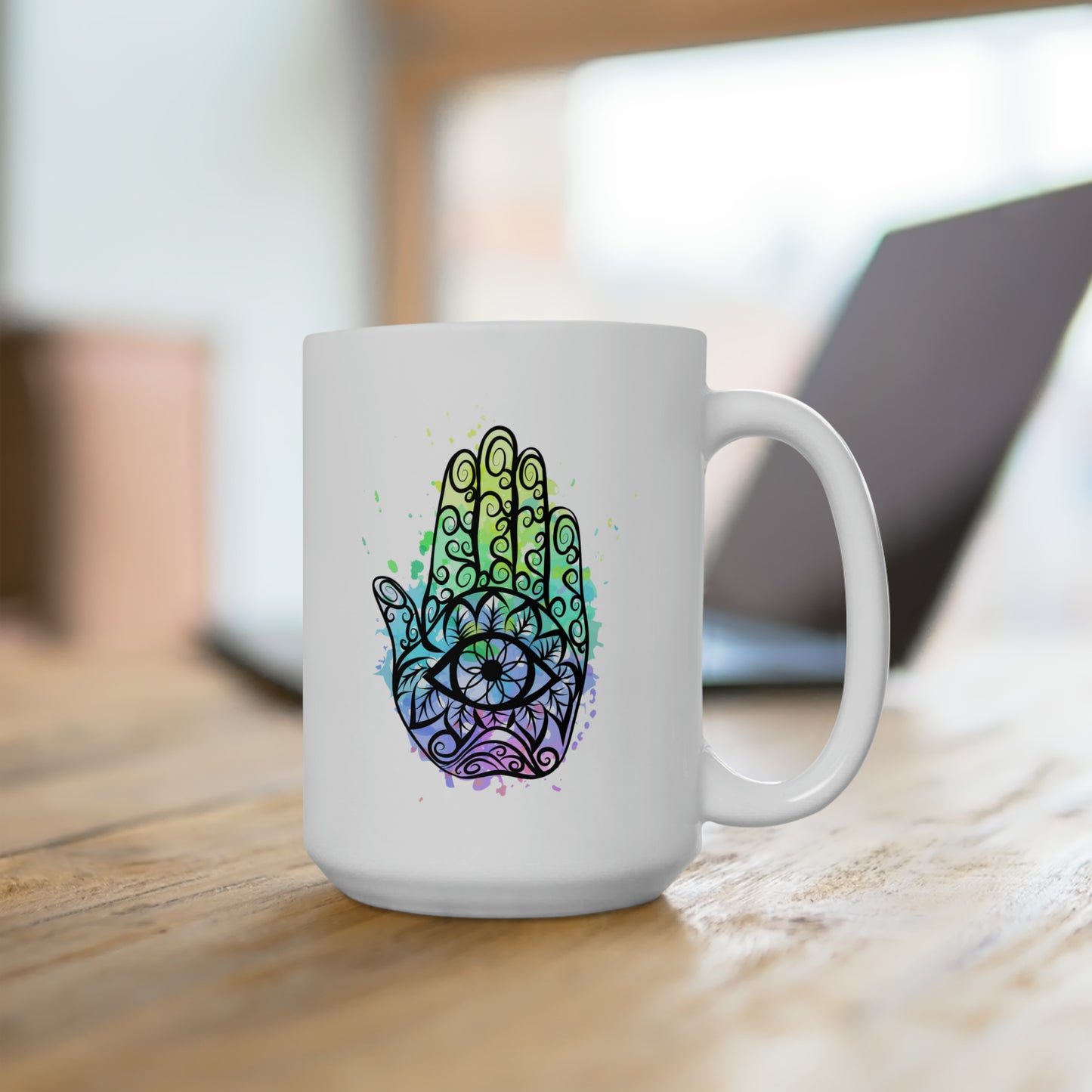 3rd Eye Coffee Mug - Double Sided White Ceramic 15oz by TheGlassyLass.com