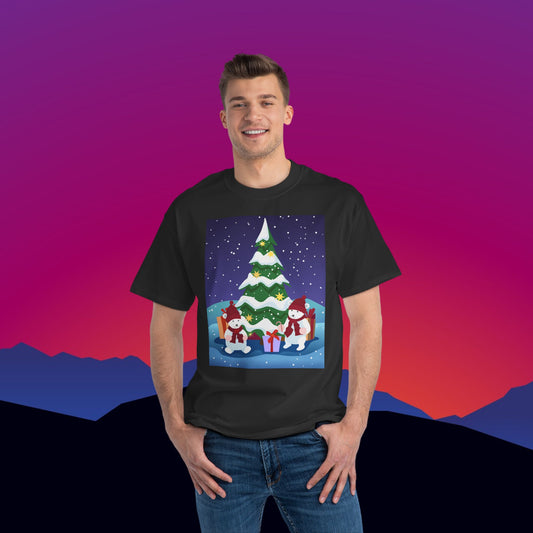 Polar Bear Christmas T-Shirt: (Hanes Beefy-T 100% Preshrunk Cotton Custom Printed by TheGlassyLass.com