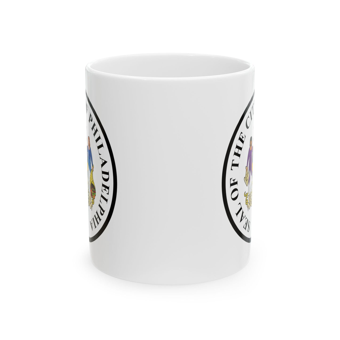 City of Philadelphia Coffee Mug - Double Sided Print, White Ceramic, 11oz by TheGlassyLass.com