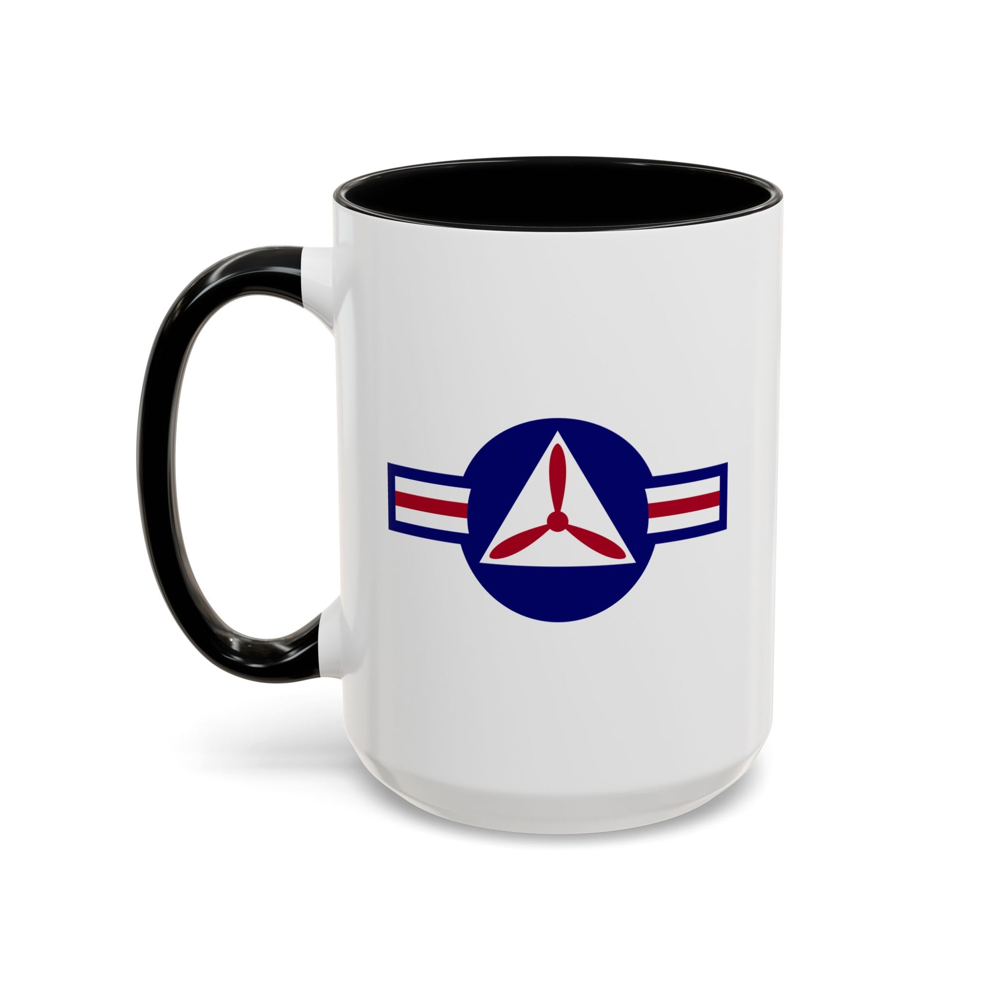 Civil Air Patrol Roundel Coffee Mug - Double Sided Print, Black Accent White Ceramic, 15oz by TheGlassyLass.com