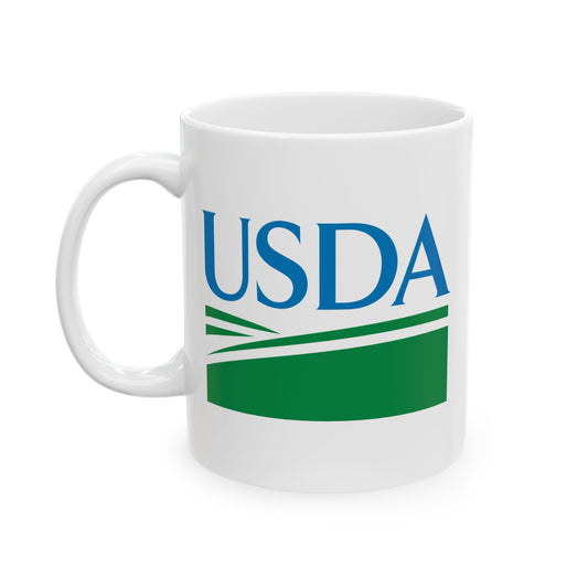 USDA Seal Coffee Mug - Double Sided Print, White Ceramic, 11oz by TheGlassyLass.com