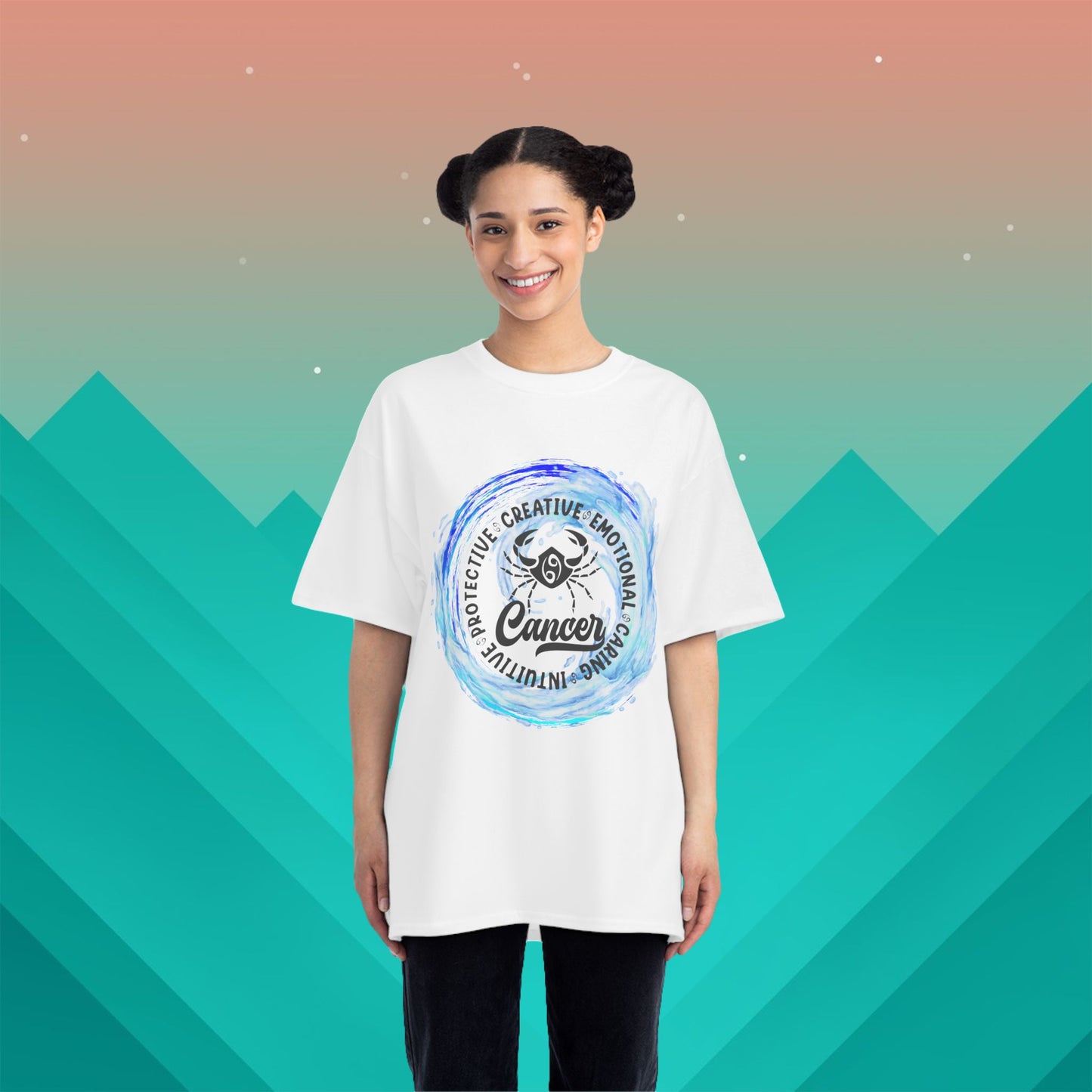 Cancer Zodiac T-Shirt: (Hanes Beefy-T 100% Preshrunk Cotton Custom Printed by TheGlassyLass.com
