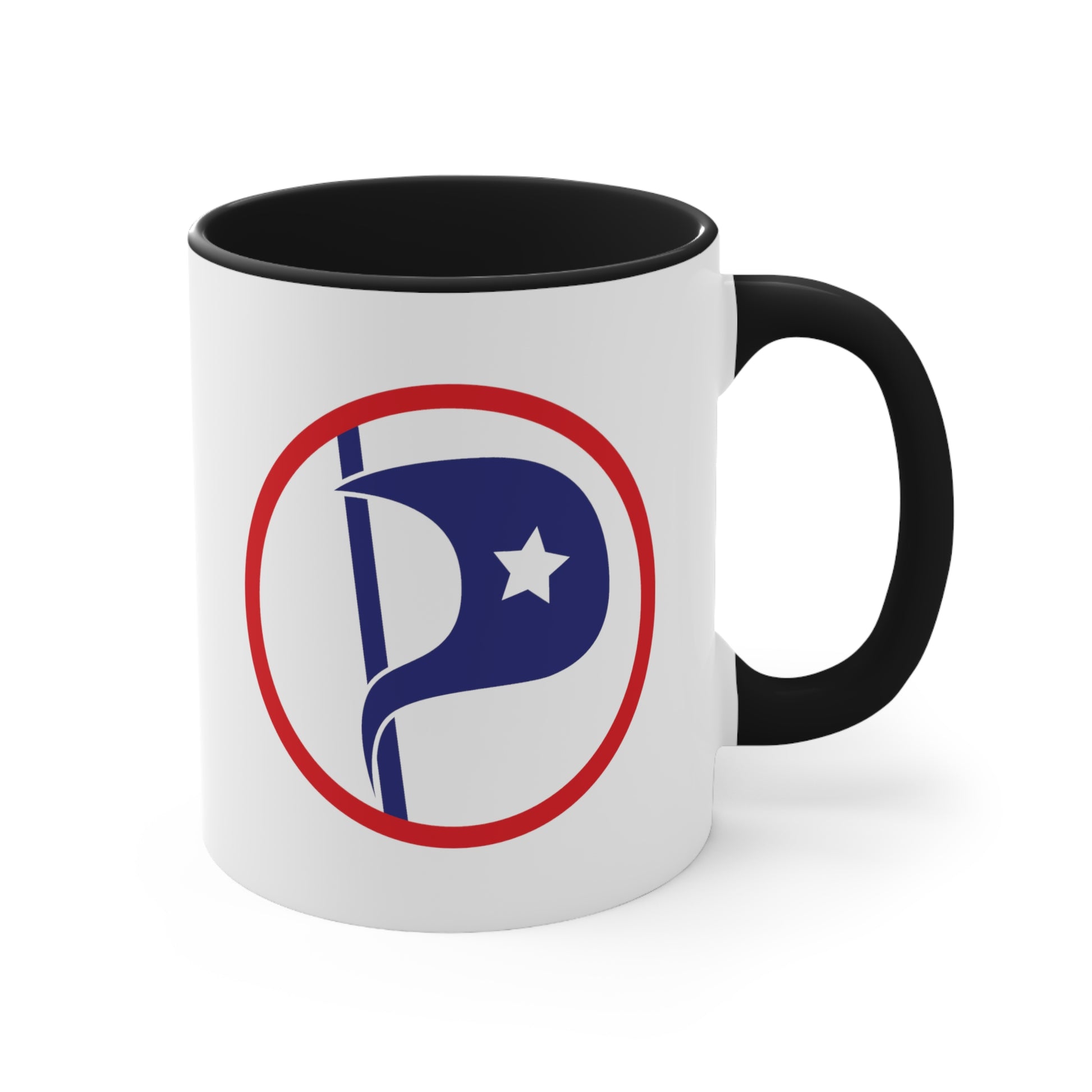 US Pirate Party Coffee Mug - Double Sided Black Accent White Ceramic 11oz by TheGlassyLass.com
