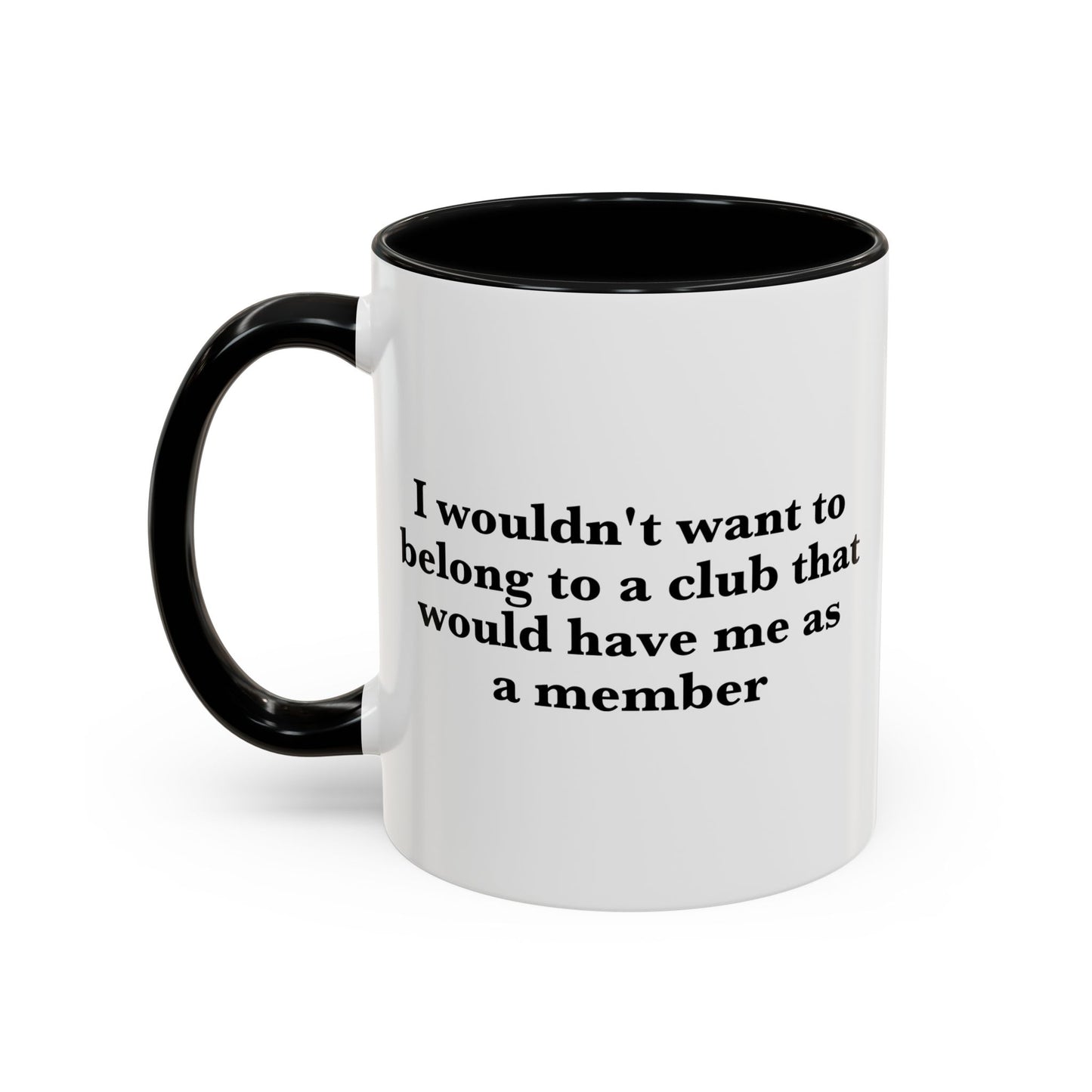 Club Member Coffee Mug - Double Sided Black Accent White Ceramic 11oz by TheGlassyLass.com