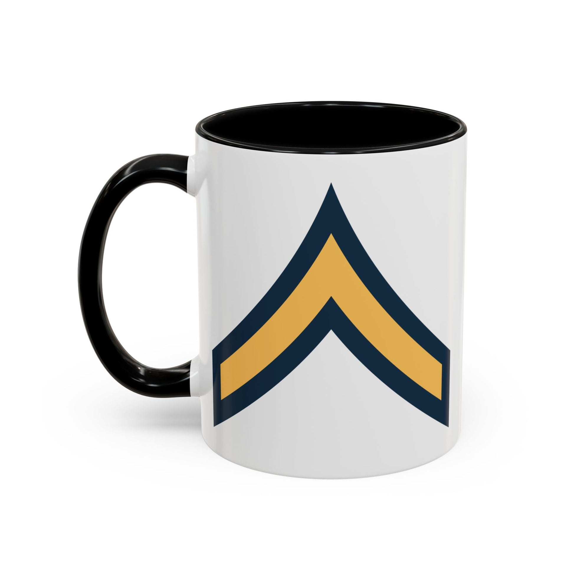 US Army Private (E-2) Stripes Coffee Mug - Double Sided Print, Black Accent White Ceramic, 11oz by TheGlassyLass.com