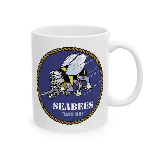 US Navy SeaBees Seal Coffee Mug - Double Sided Print, White Ceramic, 11oz by TheGlassyLass.com