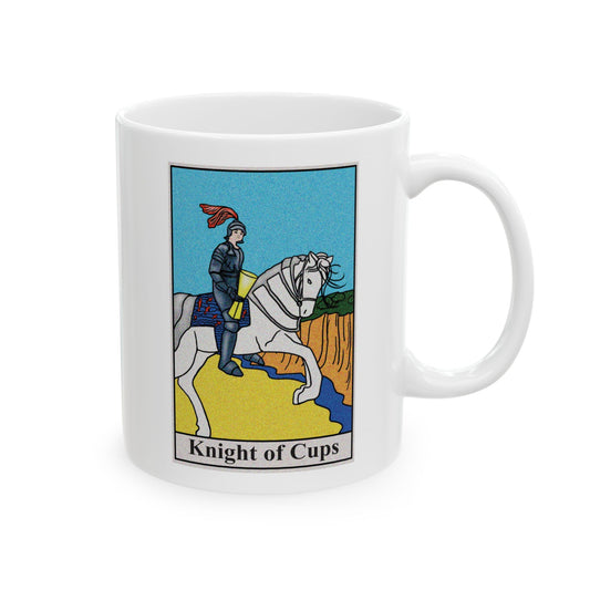 Knight of Cups Tarot Card Coffee Mug - Double Sided Print, White Ceramic, 11oz by TheGlassyLass.com