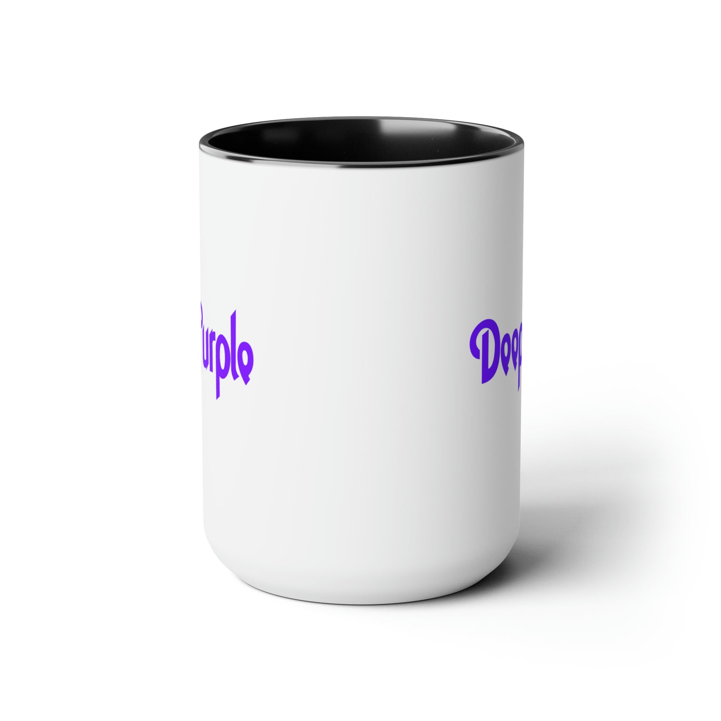 Deep Purple Coffee Mug - Double Sided Black Accent White Ceramic 15oz by TheGlassyLass