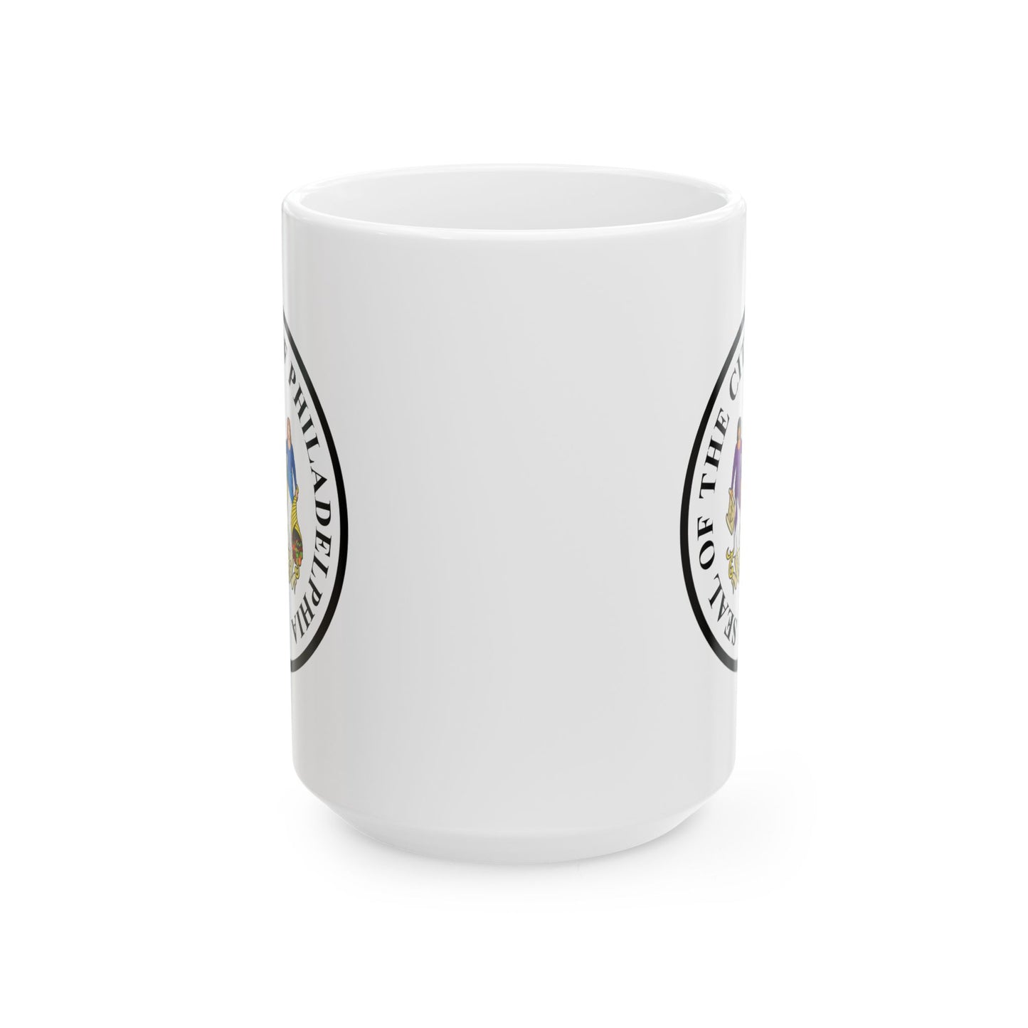 City of Philadelphia Seal Coffee Mug - Double Sided Print, White Ceramic, 15oz by TheGlassyLass.com