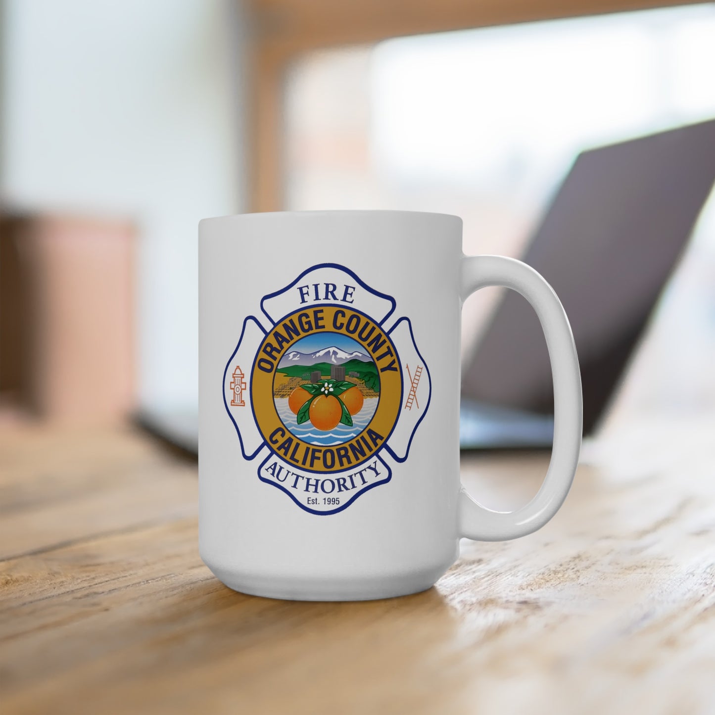 Orange County Fire Authority Coffee Mug - Double Sided White Ceramic 15oz by The GlassyLass