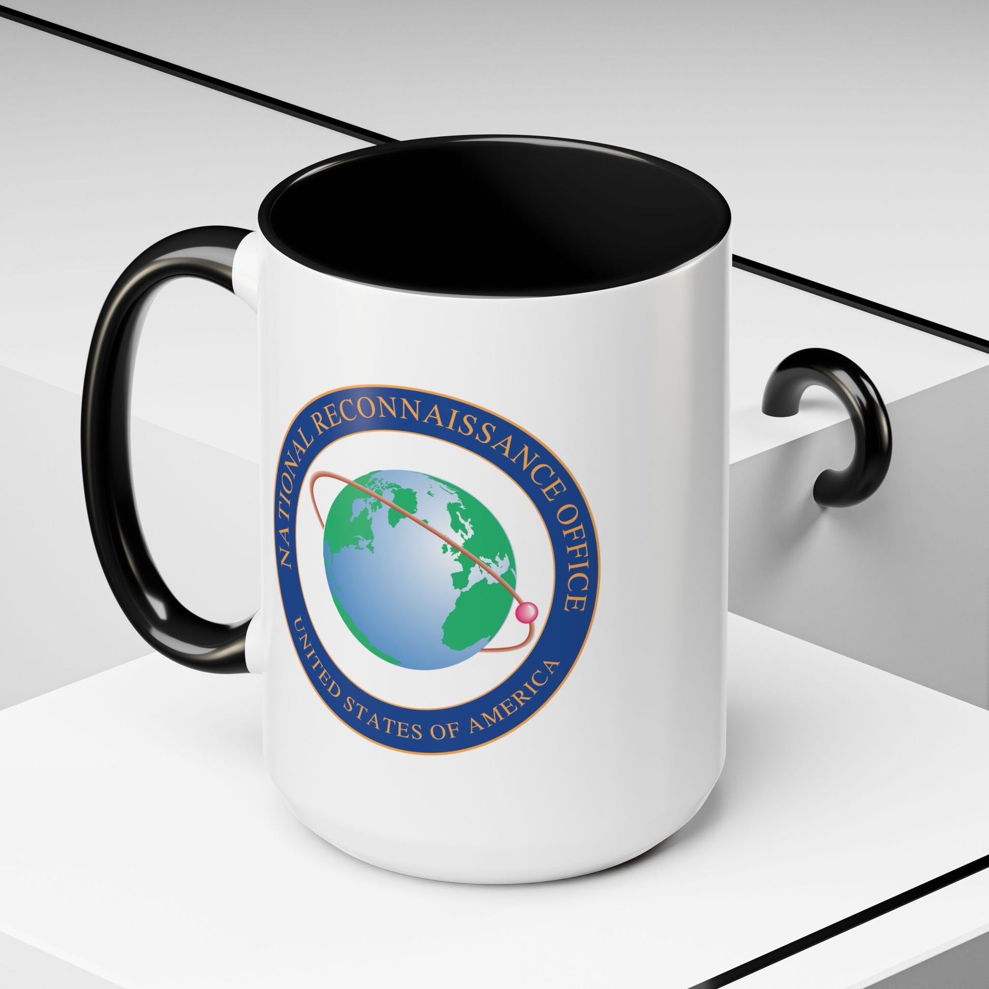 National Reconnaissance Office Coffee Mug - Double Sided Black Accent White Ceramic 15oz by TheGlassyLass.com