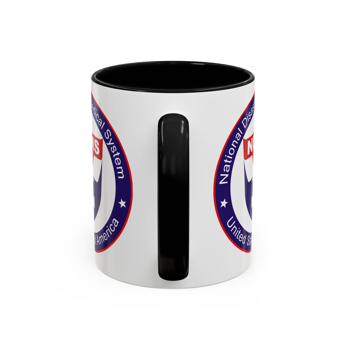 National Disaster Medical System Coffee Mug - Double Sided Print, Black Accent White Ceramic, 11oz by TheGlassyLass.com