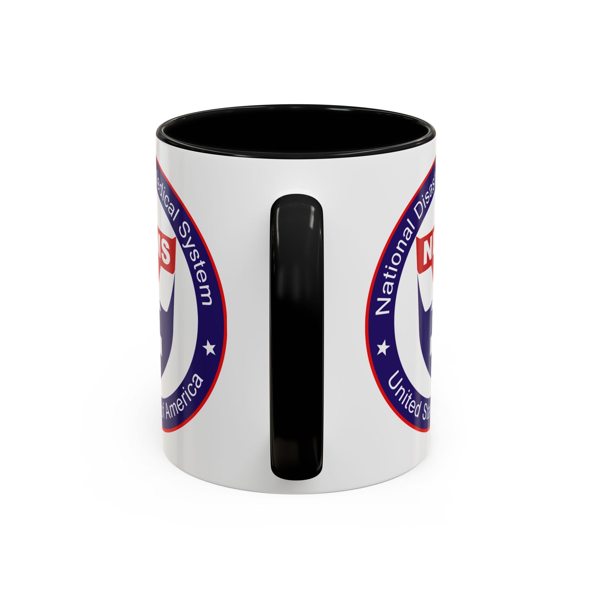 National Disaster Medical System Coffee Mug - Double Sided Print, Black Accent White Ceramic, 11oz by TheGlassyLass.com