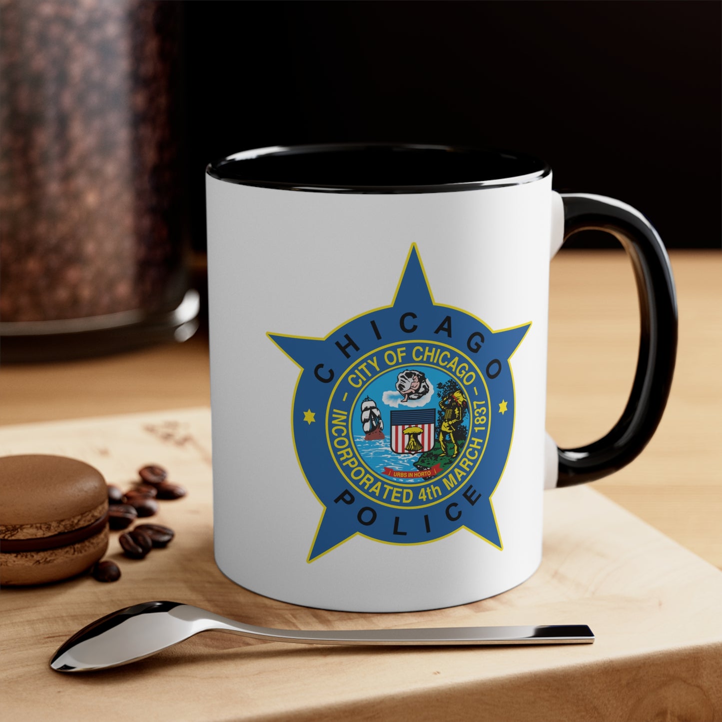 Chicago Police Department - Double Sided Black Accent White Ceramic Coffee Mug 11oz by TheGlassyLass.com