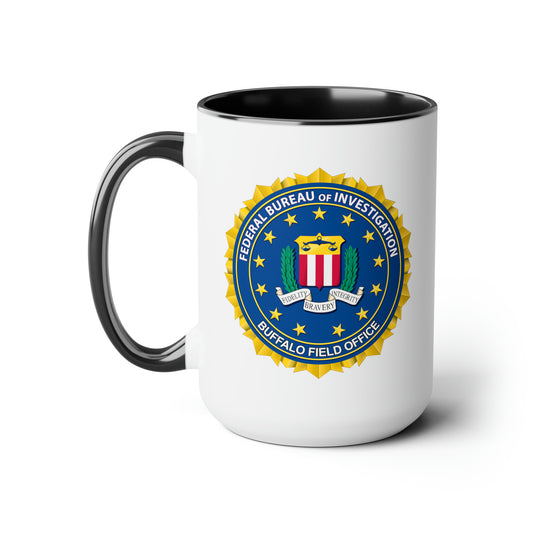The FBI Buffalo Field Office Coffee Mug - Double Sided Black Accent Ceramic 15oz by TheGlassyLass.com