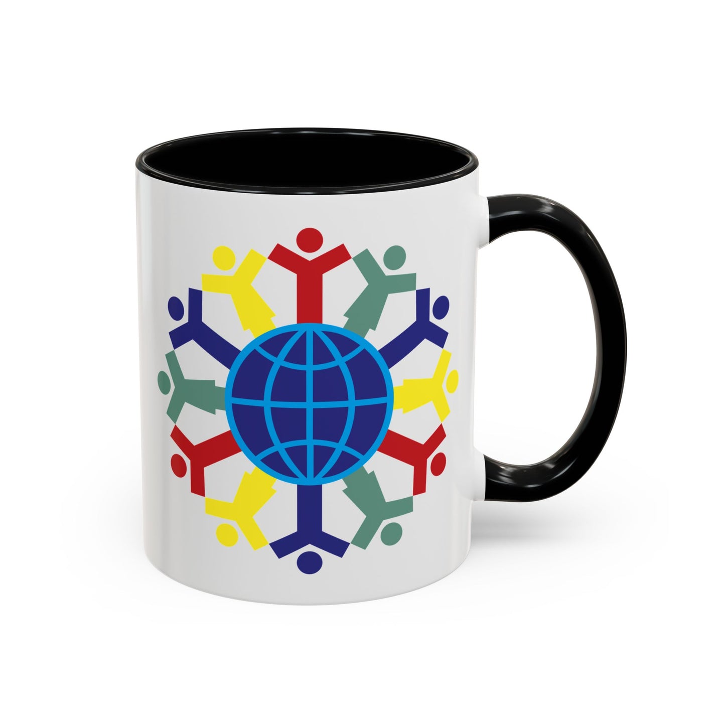 Joy To The World Coffee Mug - Double Sided Black Accent White Ceramic 11oz by TheGlassyLass.com