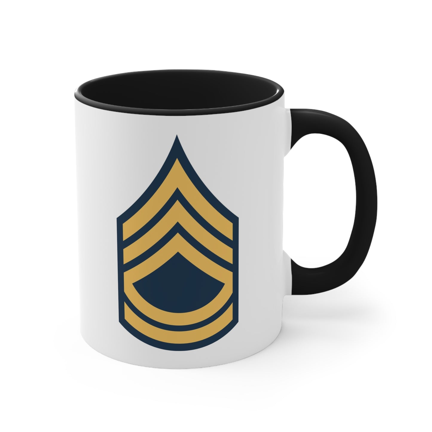 US Army Sergeant First Class Coffee Mug - Black Accent Double Sided Two Tone 11oz Ceramic by TheGlassyLass