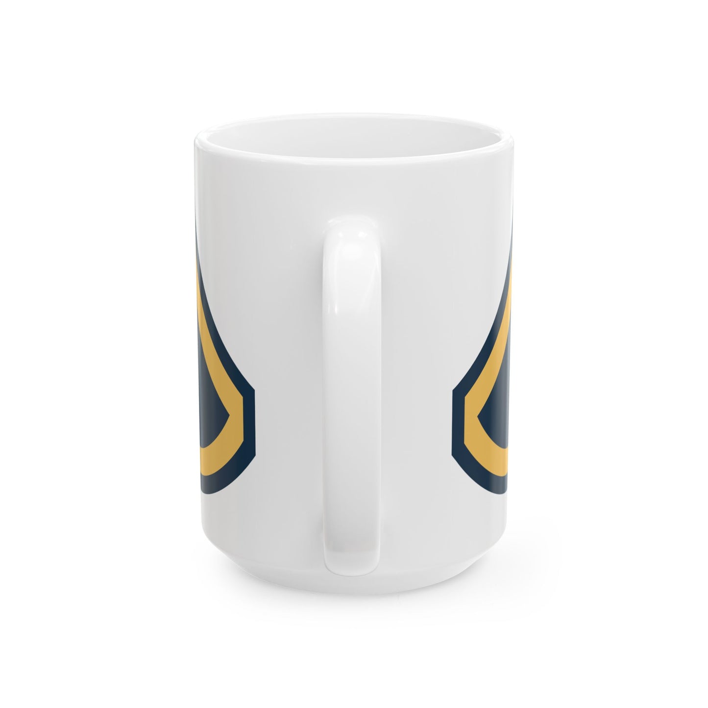 US Army Private First Class (E-3) Stripes Coffee Mug - Double Sided Print, White Ceramic, 15oz by TheGlassyLass.com