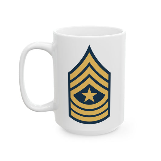US Army Sergeant Major (E-9) Stripes Coffee Mug - Double Sided Print, White Ceramic, 15oz by TheGlassyLass.com