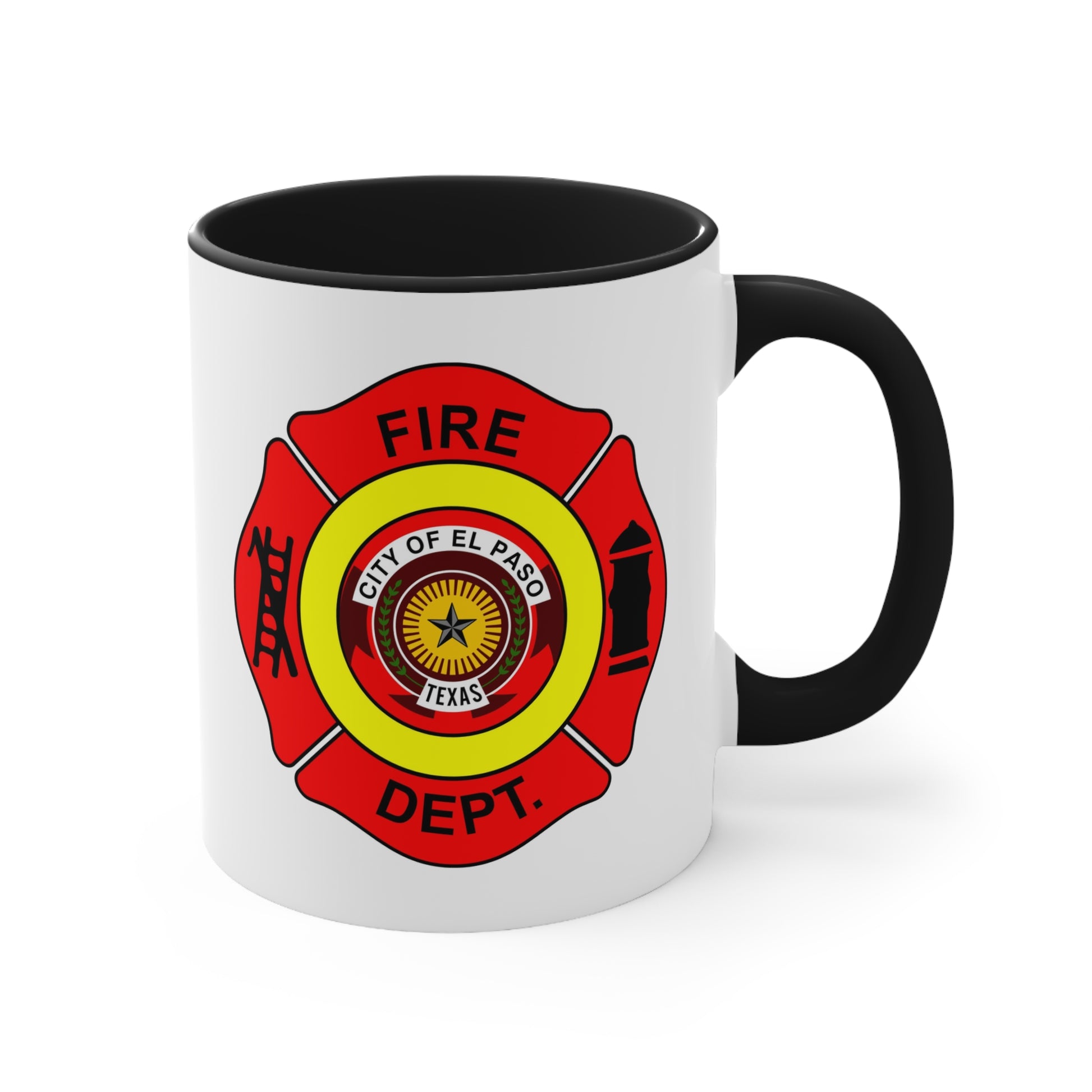 El Paso Fire Department Coffee Mug - Double Sided Black Accent White Ceramic 11oz by TheGlassyLass