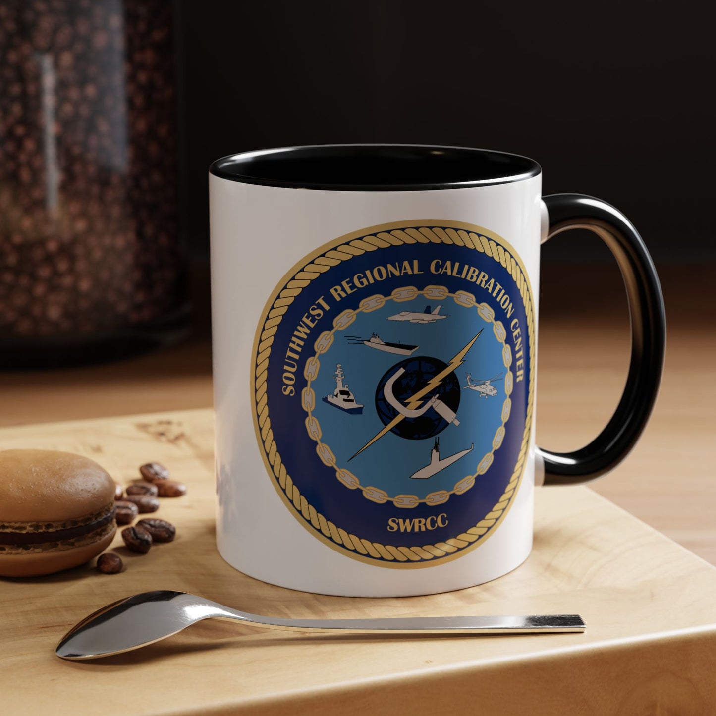 Southwest Regional Calibration Center Coffee Mug - Double Sided Black Accent White Ceramic 11oz by TheGlassyLass.com