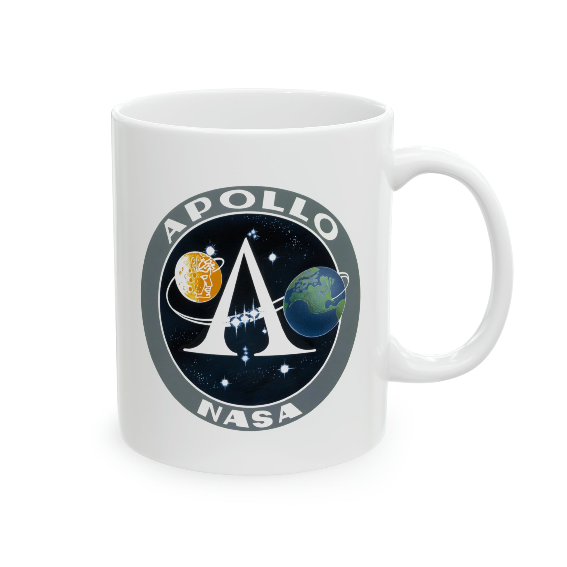 NASA Apollo Program Coffee Mug - Double Sided White Ceramic 11oz by TheGlassyLass.com