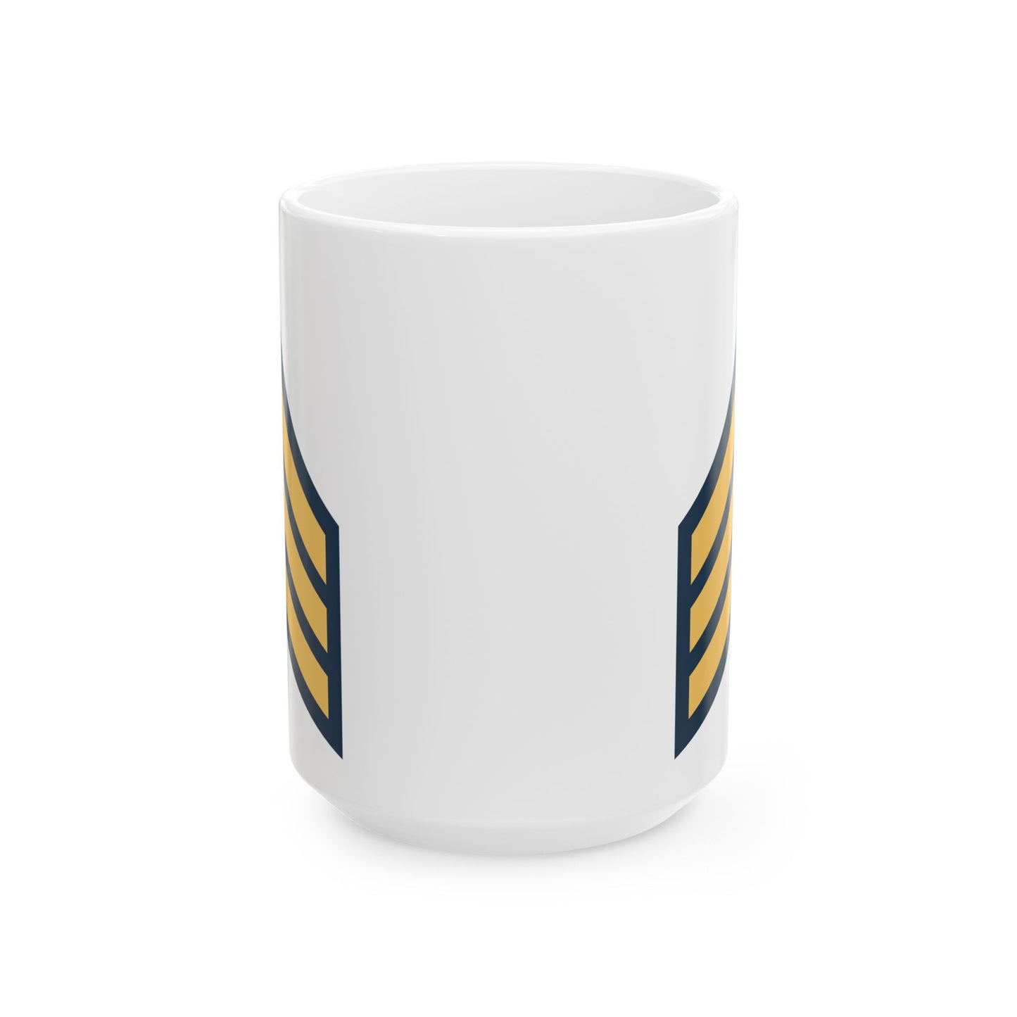 US Army Sergeant (E-5) Stripes Coffee Mug - Double Sided Print, White Ceramic, 15oz by TheGlassyLass.com