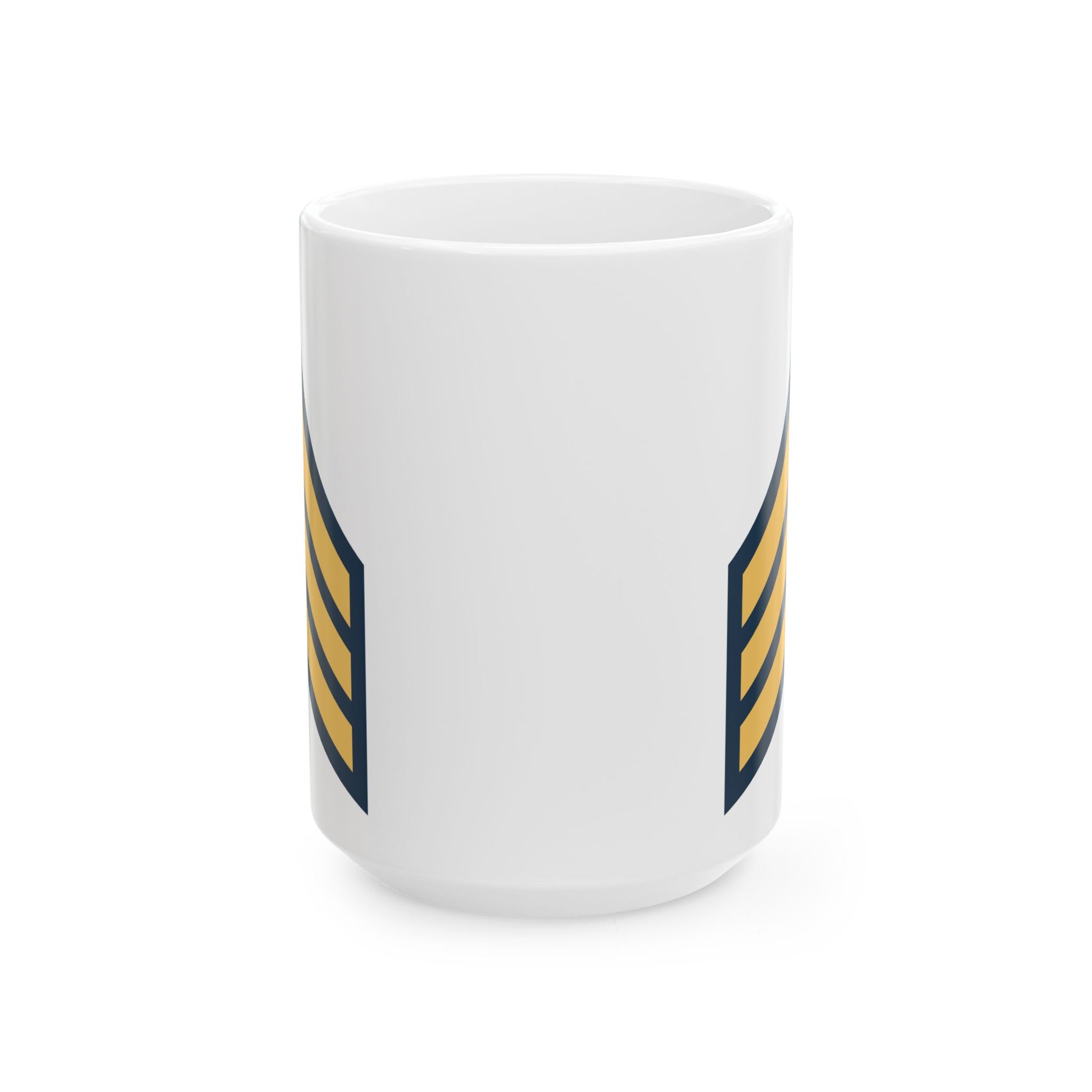 US Army Sergeant (E-5) Stripes Coffee Mug - Double Sided Print, White Ceramic, 15oz by TheGlassyLass.com