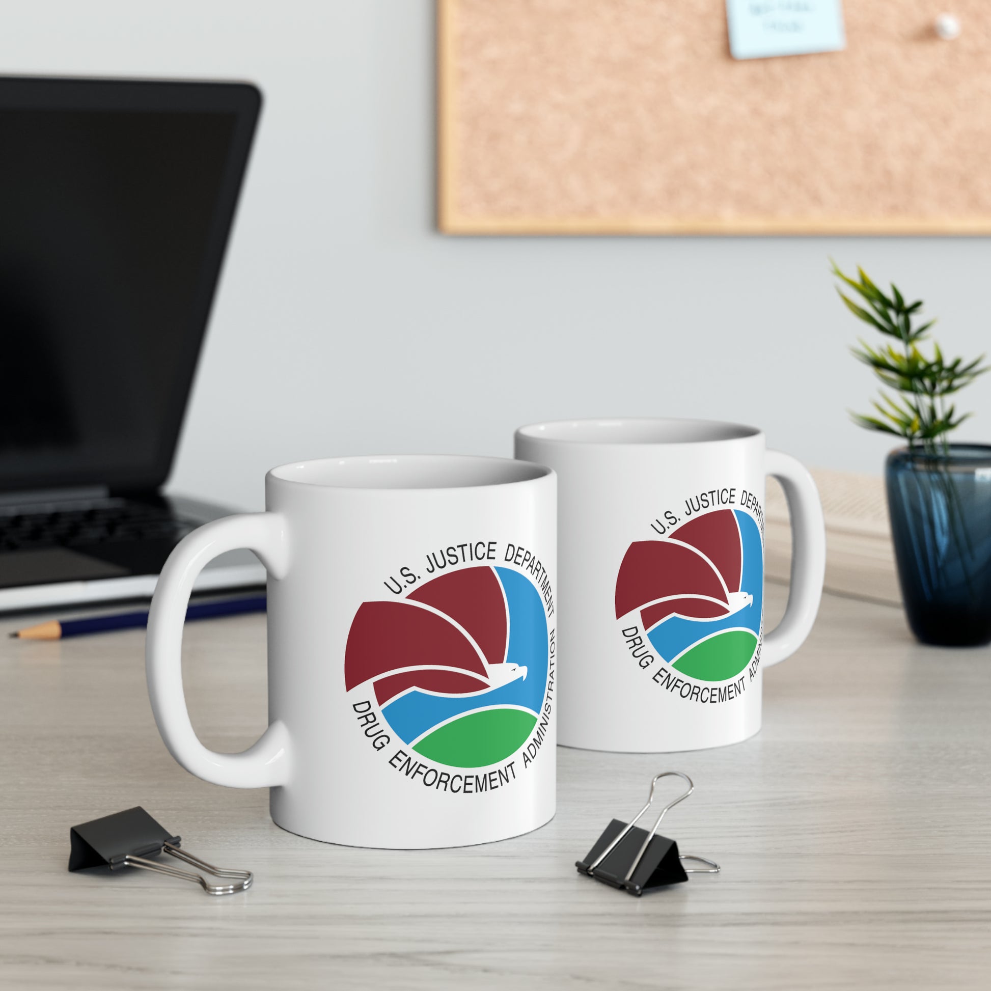 US DEA Coffee Mug - Double Sided White Ceramic 11oz by TheGlassyLass.com