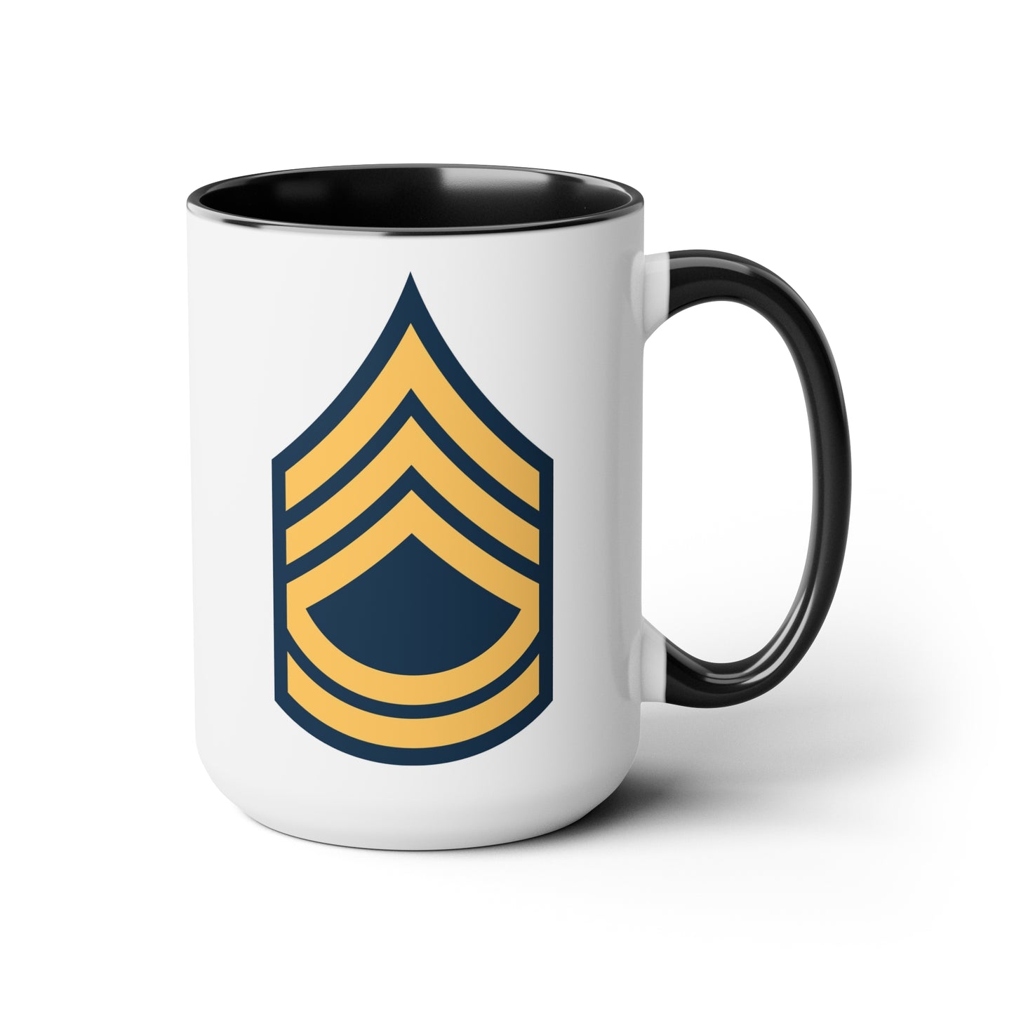 US Army Sergeant First Class Coffee Mug - Double Sided Two-Tone Black Accent 15oz White Ceramic by TheGlassyLass